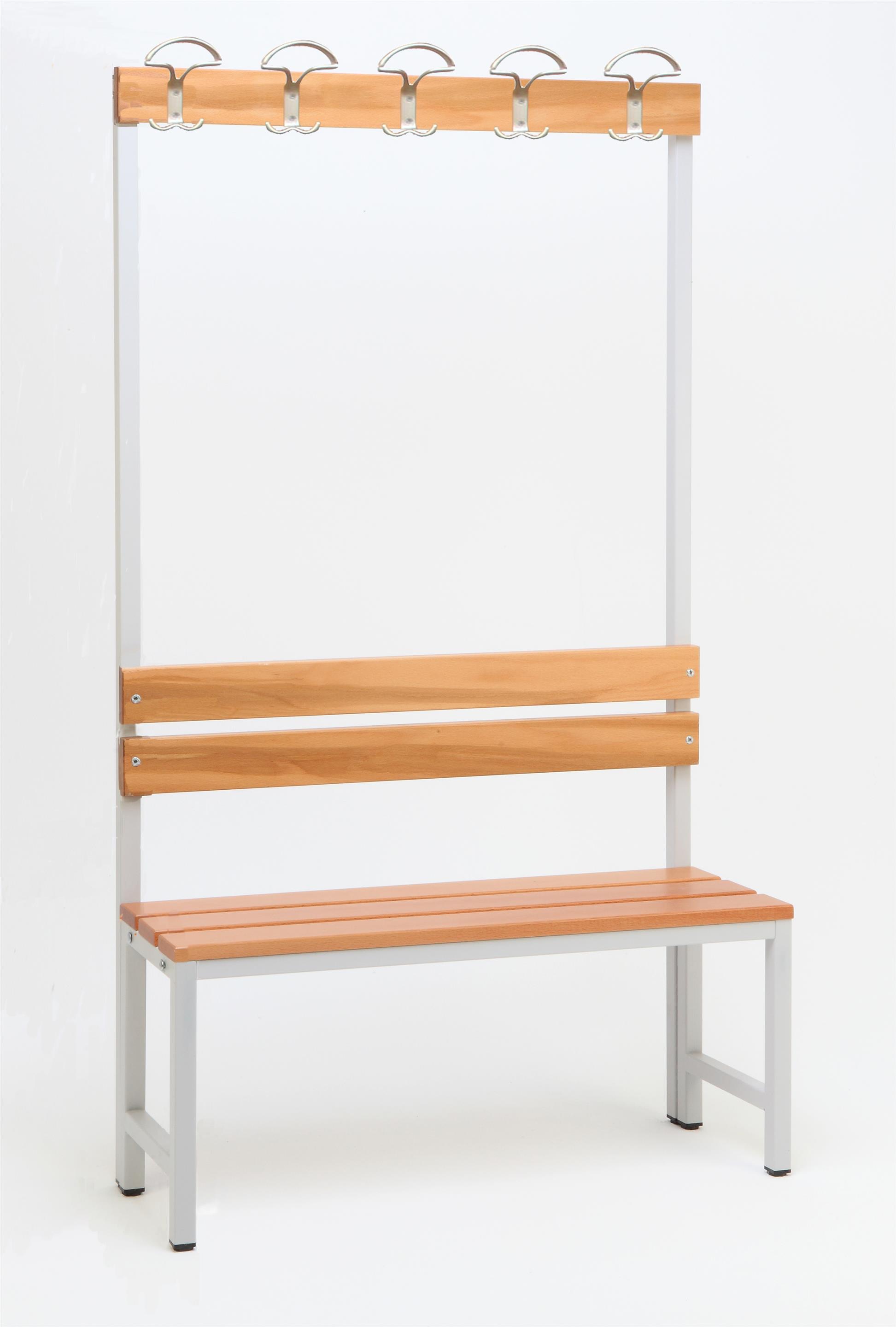 Garderobenbank mit Haken 1-seitig HxBxT 170x100x30cm Marke SZAGATO Umkleidebank Umkleide Sitzbank Garderobe mit Sitzbank Garderoben Bank