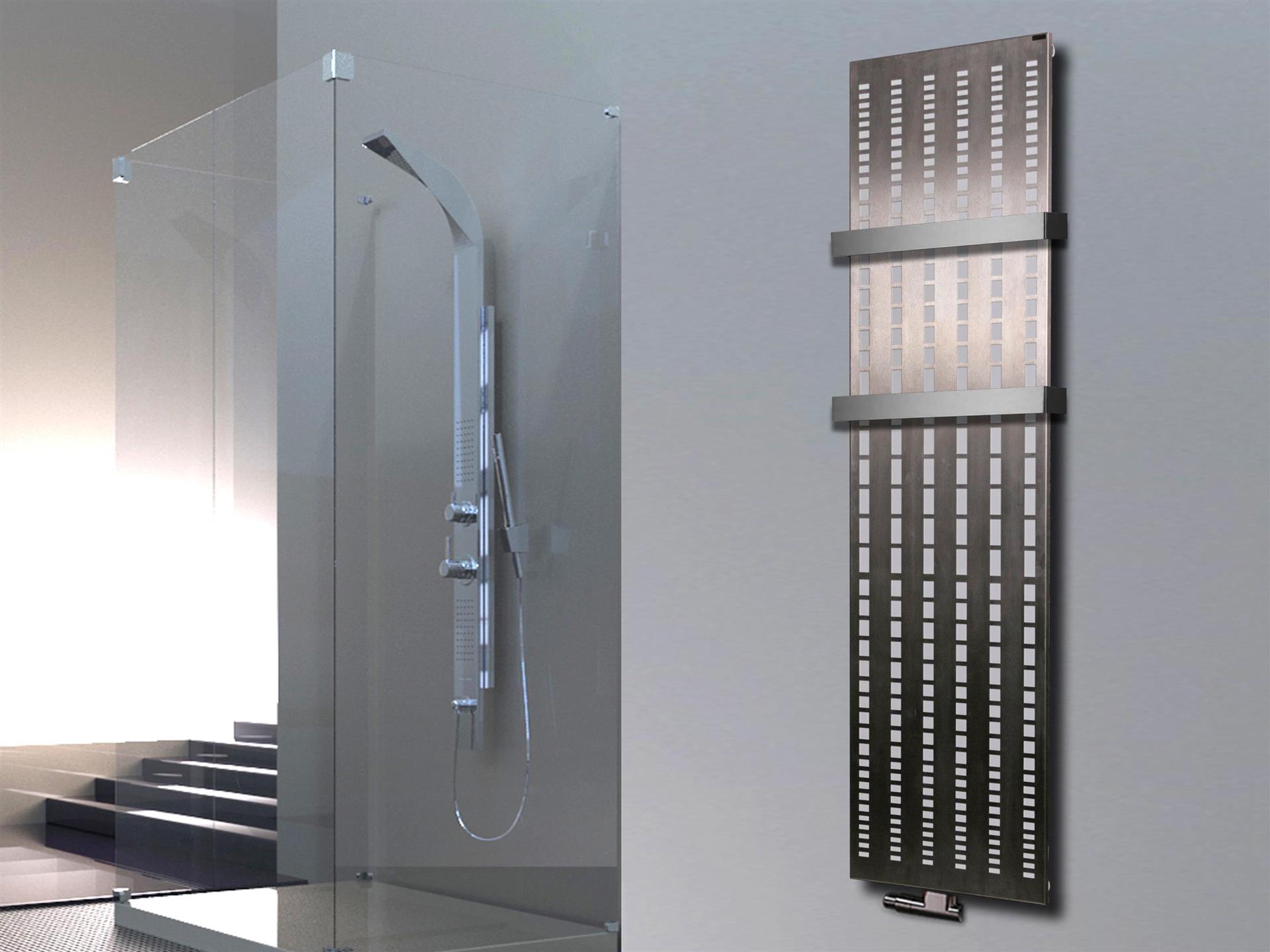 BADHEIZKÖRPER Design broken Mirror 3 180x47cm 1118 Watt Edelstahl matt (+2 Halter 50mm) SZAGATO Designheizkörper mit Mittelanschluss Handtuchwärmer