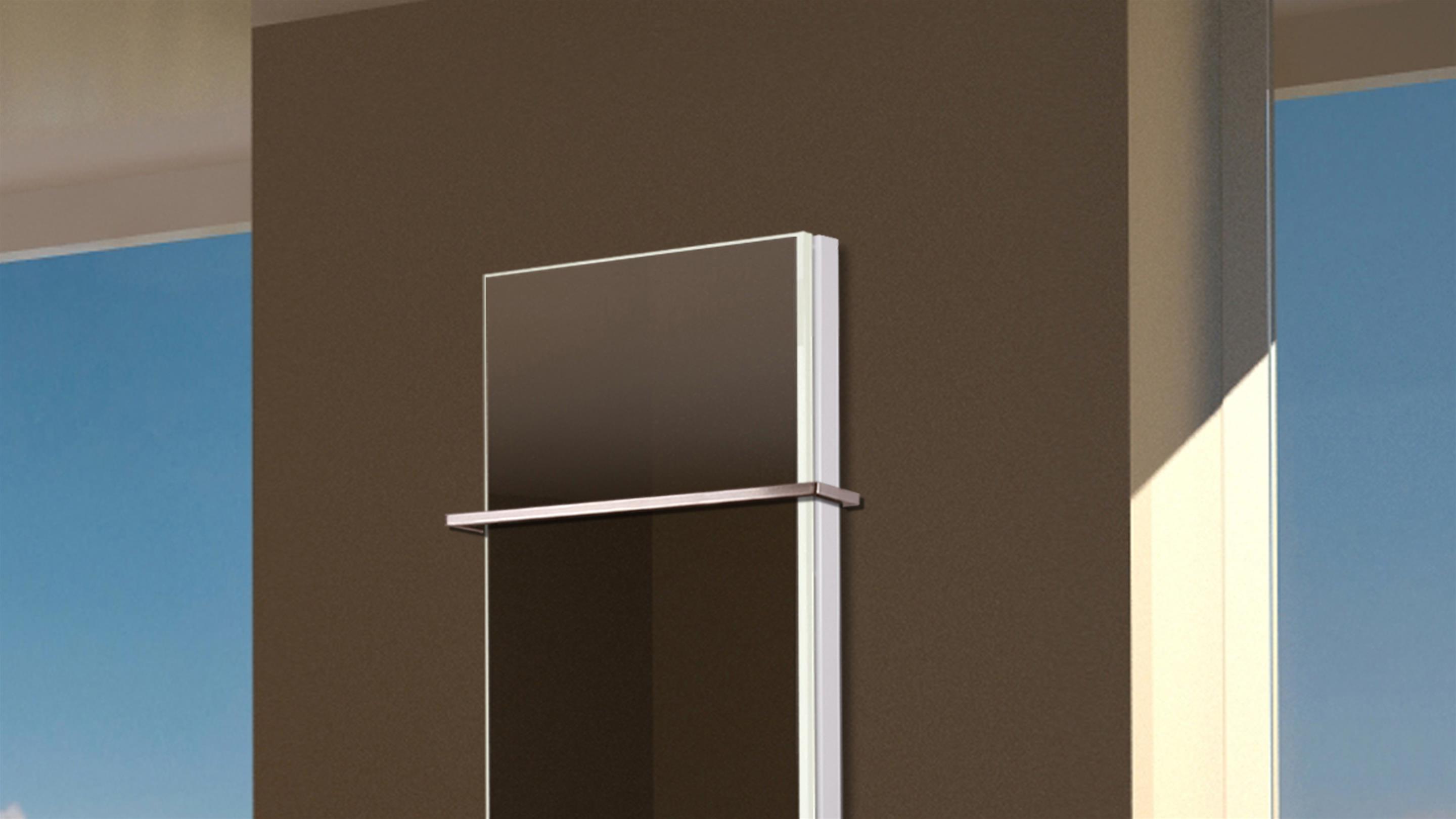 BADHEIZKÖRPER mit Spiegel Montevideo 5 120x47cm 1458 Watt Spiegel +1 Halter 15mm SZAGATO Designheizkörper Handtuchheizkörper mit Mittelanschluss