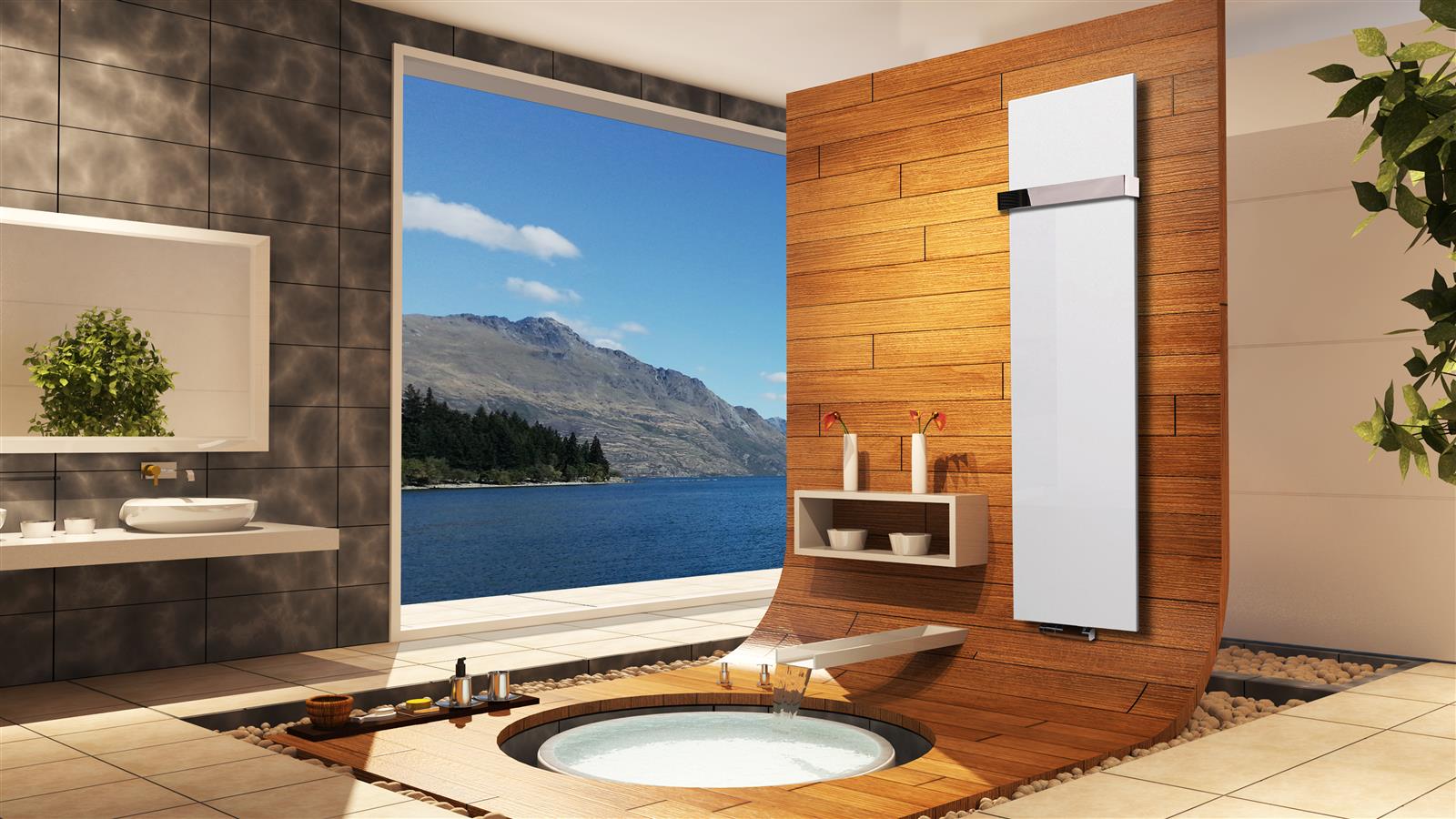 BADHEIZKÖRPER Design Mirror Steel 3 180x47cm 1118 Watt weiß (+1 Halter glänzend 50mm) SZAGATO Designheizkörper Handtuchheizkörper Mittelanschluss