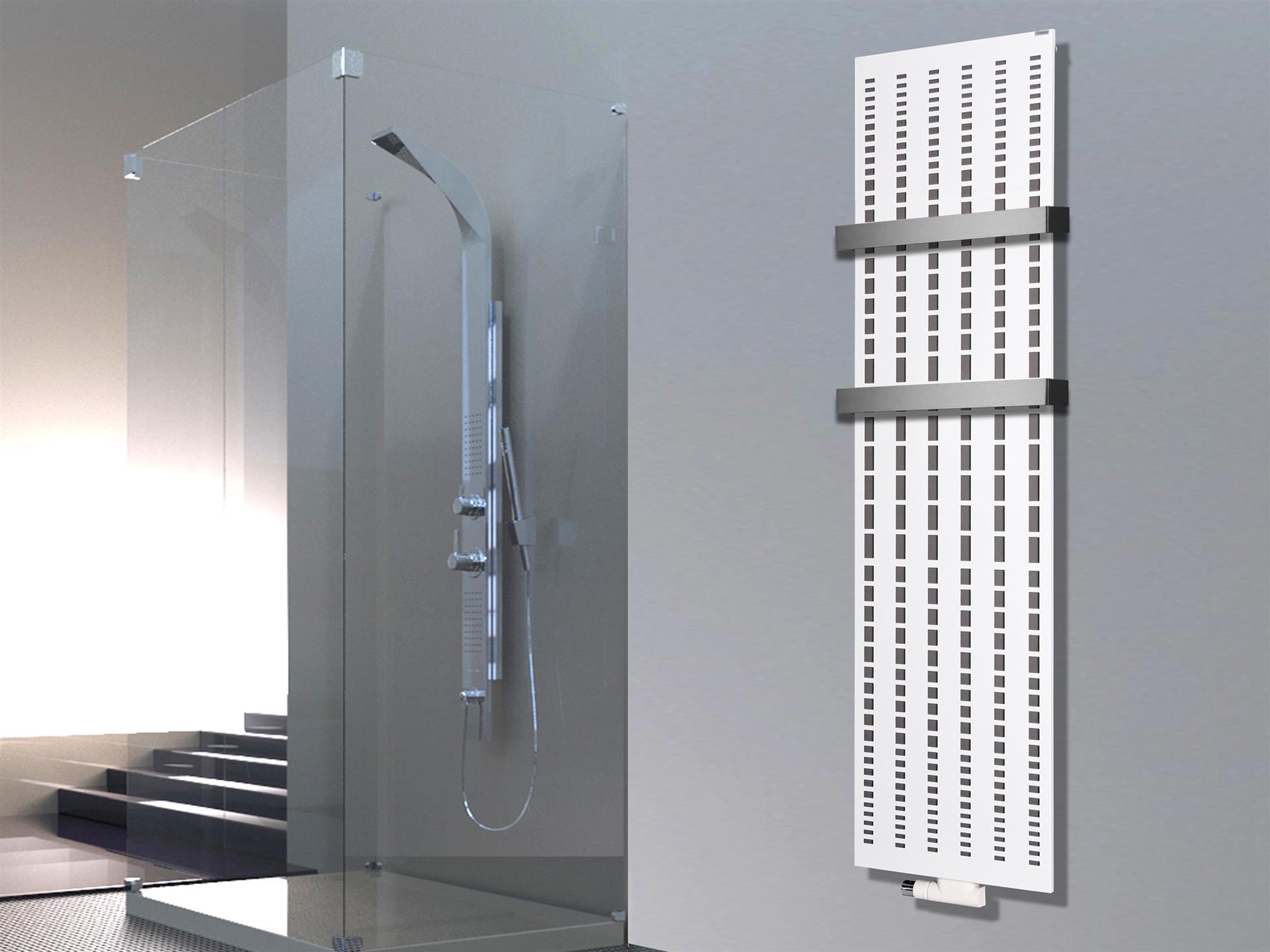 BADHEIZKÖRPER Design broken Mirror 3 180x47cm 1118Watt weiß +2 Halter 50mm SZAGATO Designheizkörper Handtuchheizkörper Mittelanschluss Handtuchwärmer
