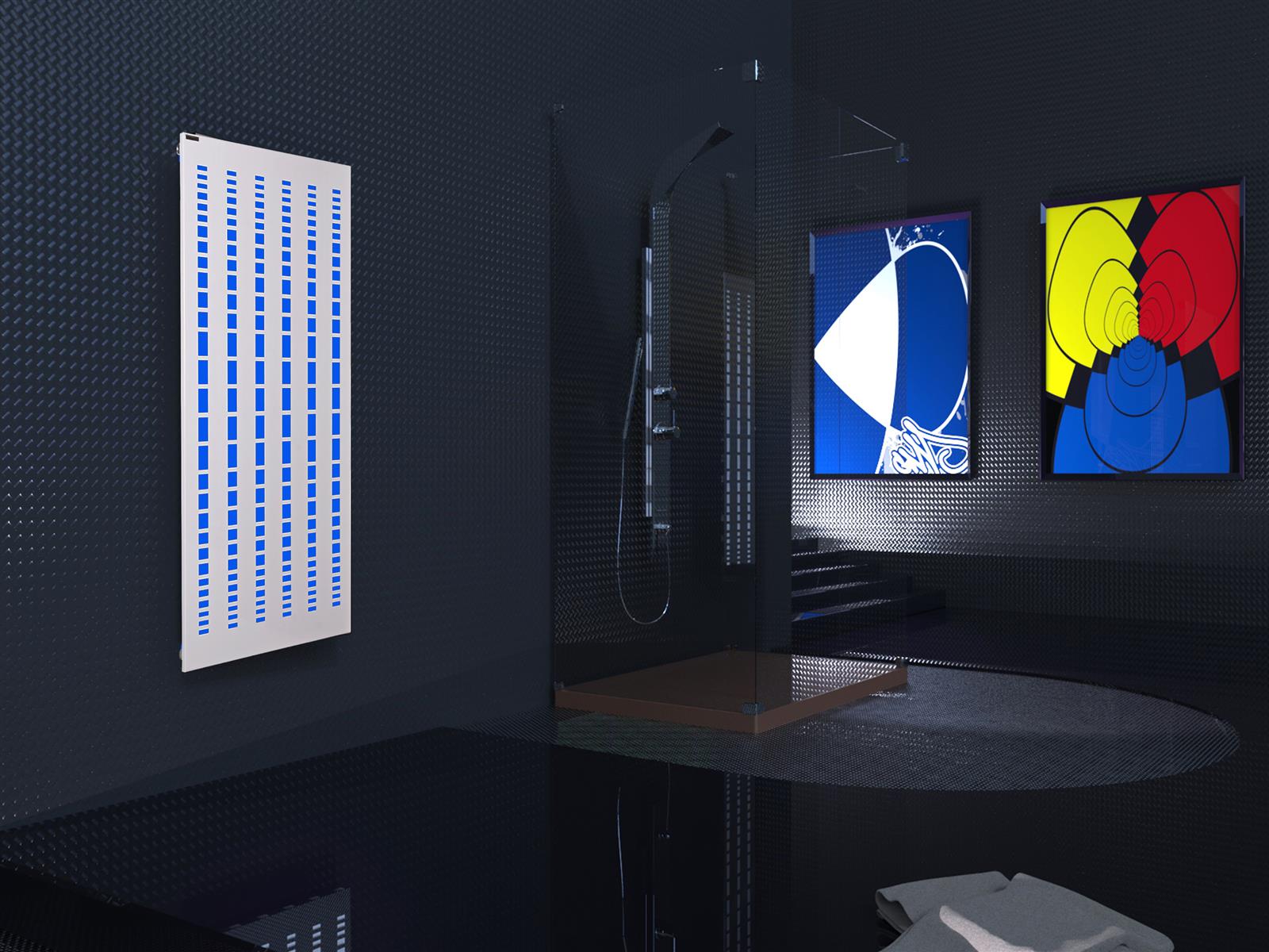 Badheizkörper mit LED Broken Mirror 2 120x47cm 799 Watt weiß SZAGATO Designheizkörper Handtuchheizkörper mit Mittelanschluss Handtuchwärmer