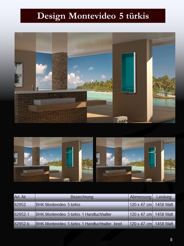 BADHEIZKÖRPER mit Glas Montevideo 5 Glasfront 120x47cm 1458Watt türkis SZAGATO Designheizkörper Handtuchheizkörper mit Mittelanschluss Handtuchwärmer