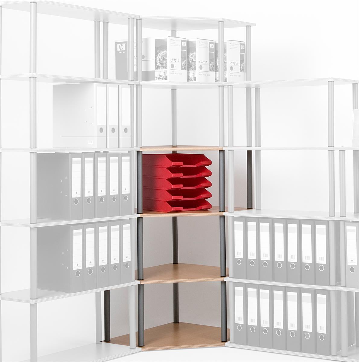 Wohnzimmerregal Bücherregal SZAGATO Eckregal 108x60x60cm Ahorn 4 Böden Made in Germany Ordnerregal Bücherregal Büroregal Holzregal Lagerregal