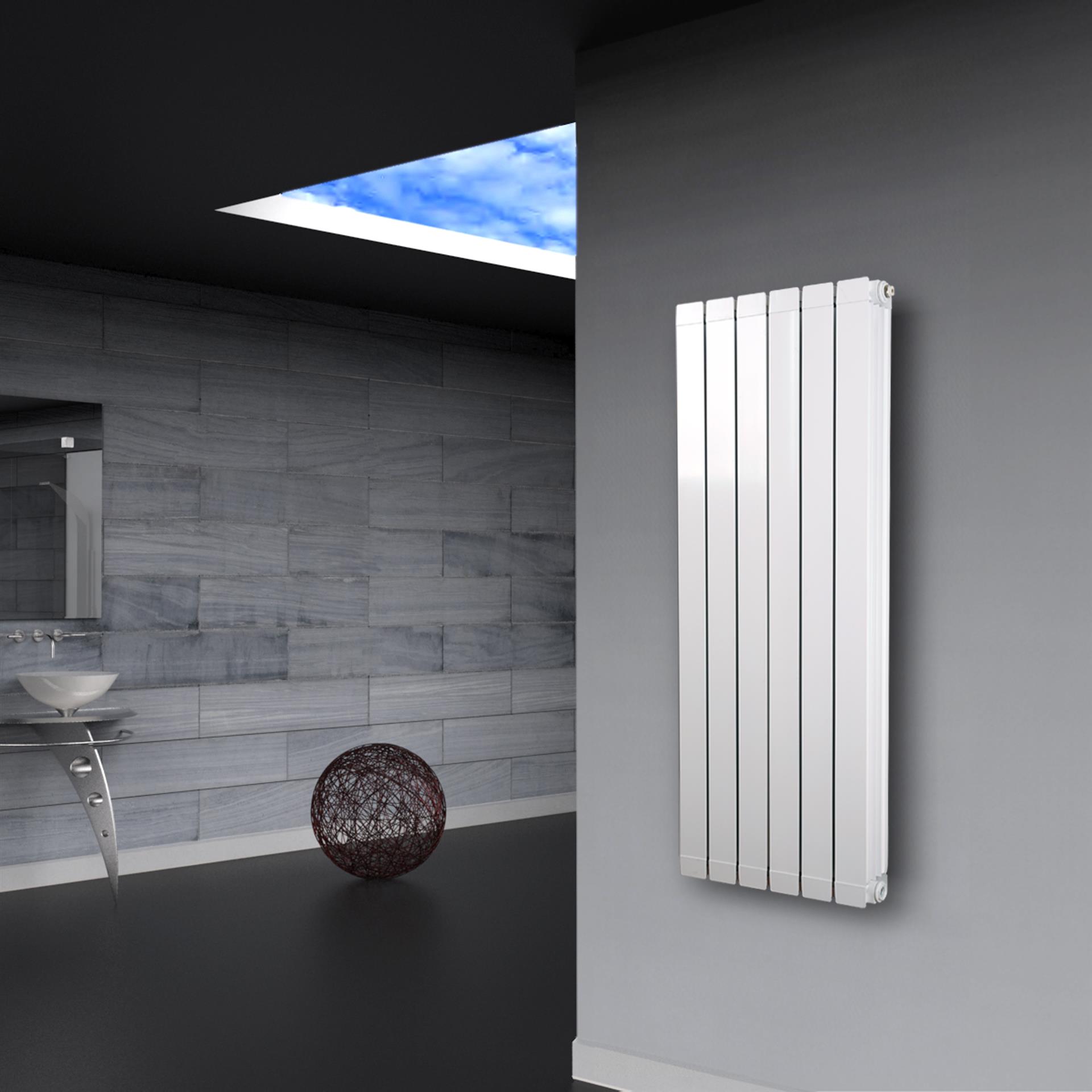 BADHEIZKÖRPER Design Aluminium 2 124 x 48 x 10cm 1295 Watt weiß Marke SZAGATO Badheizung und Wohnraum-Heizkörper mit Seitenanschluss