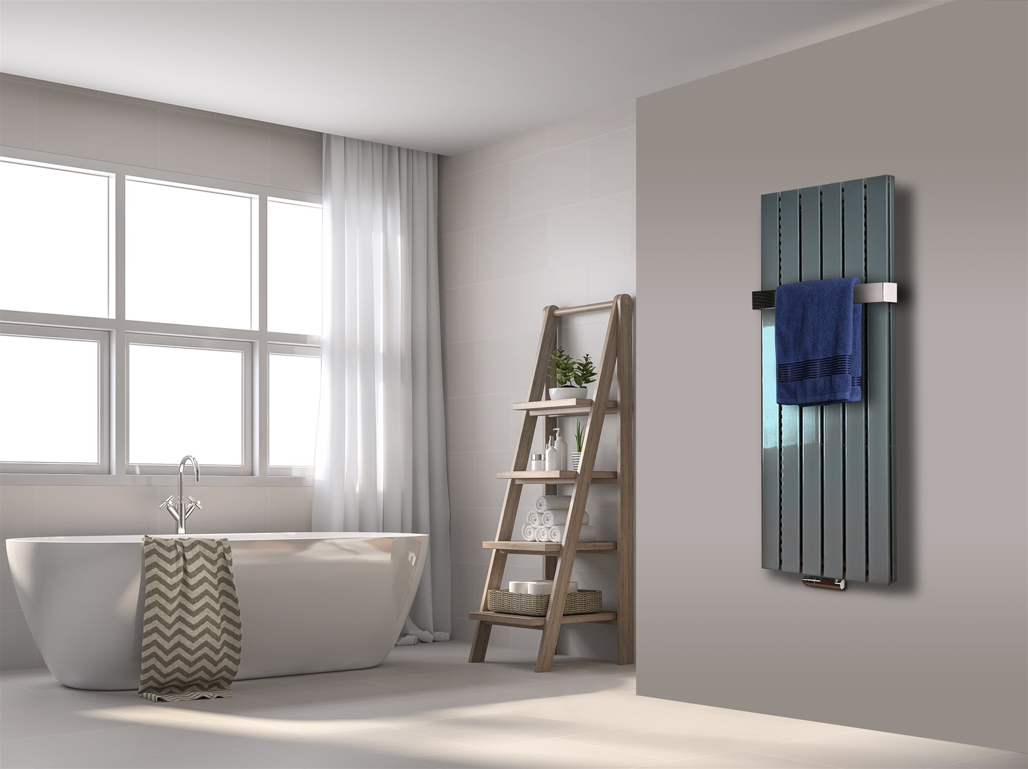 BADHEIZKÖRPER Design Peking 5 120x47cm 1458 Watt Edelstahloptik (+1 Halter 50mm glänzend) SZAGATO Designheizkörper Handtuchheizkörper mit Mittelanschluss Handtuchwärmer