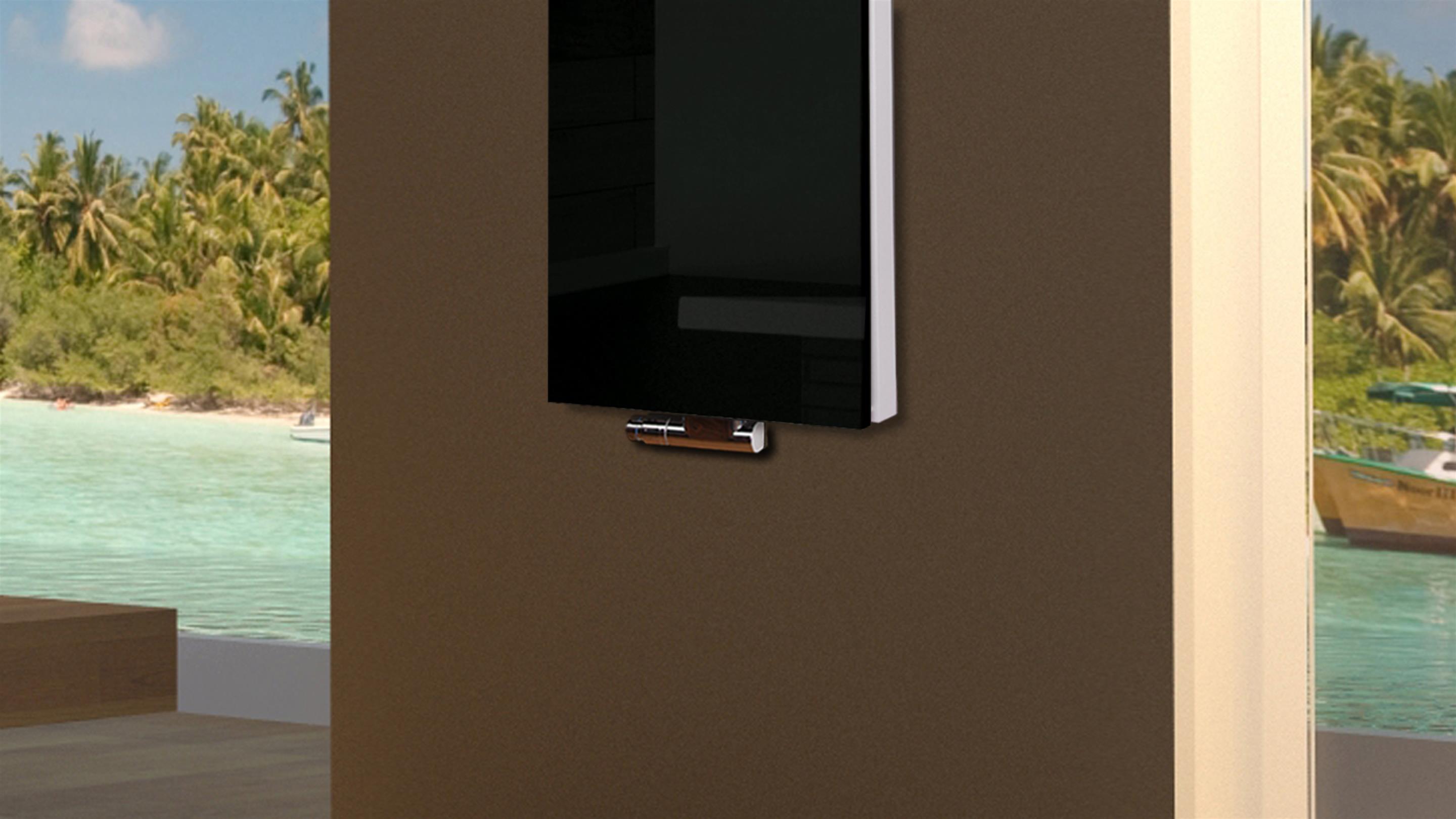 BADHEIZKÖRPER Glas Montevideo 5 Glasfront 120x47cm 1458 Watt schwarz + 1 Handtuchhalter 15x15mm SZAGATO Designheizkörper mit Mittelanschluss