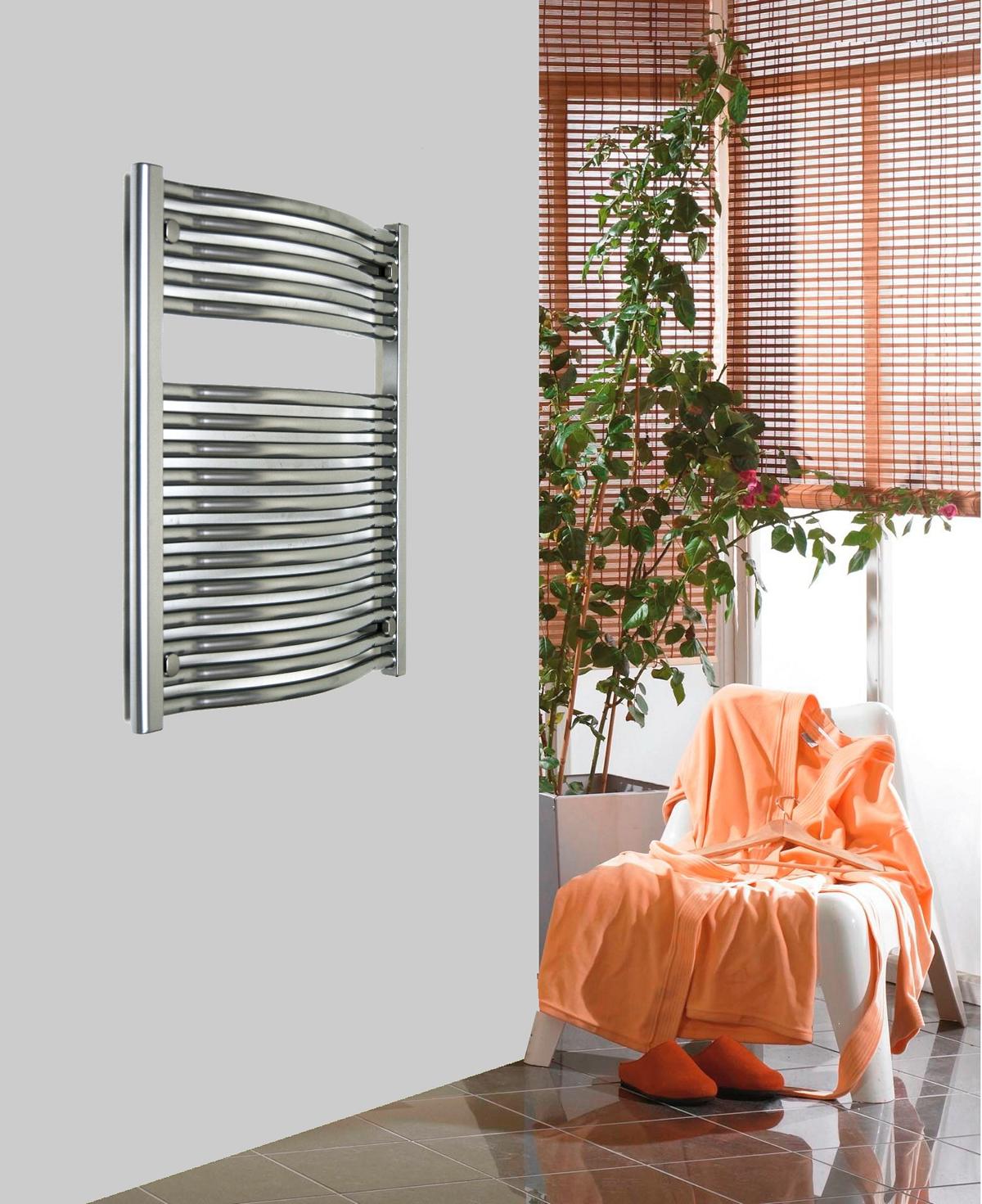 BADHEIZKÖRPER Design Mannheim 1 77x60cm 682 Watt Edelstahloptik SZAGATO Handtuchheizkörper mit Seitenanschluss Handtuchwärmer mit Seitenanschluss