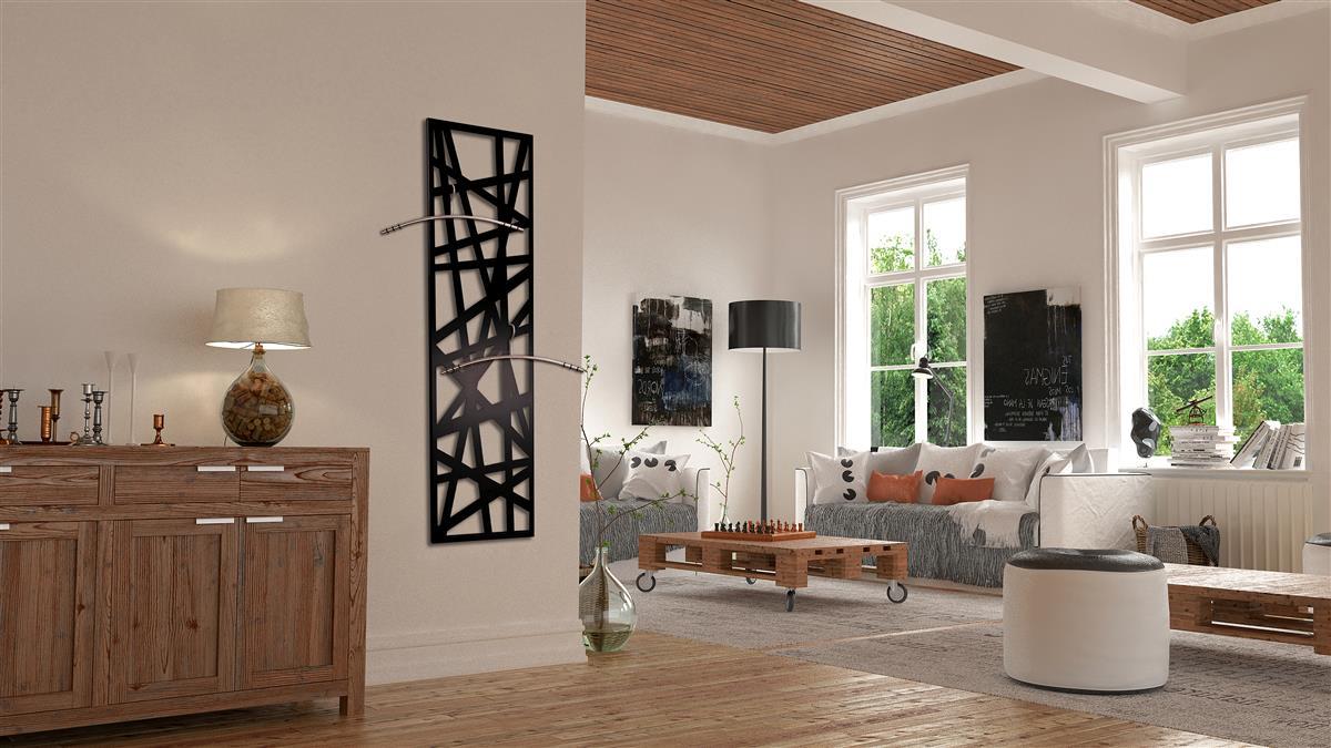 Wandgarderobe Design Stripes 140x40cm schwarz SZAGATO Made in Germany Garderobenpaneel Garderobenleiste Garderobenleisten Flurgarderobe Garderobe