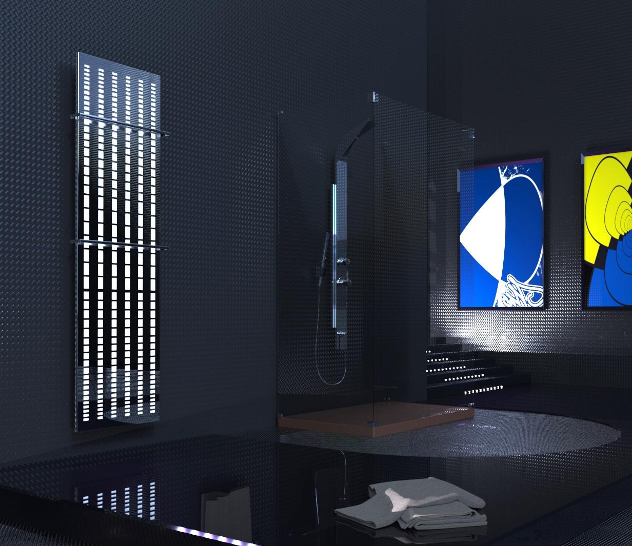 BADHEIZKÖRPER Design broken Mirror 3 180x47cm 1118Watt Edelstahl +2 Halter glänzend 15mm SZAGATO Designheizkörper Mittelanschluss Handtuchheizkörper