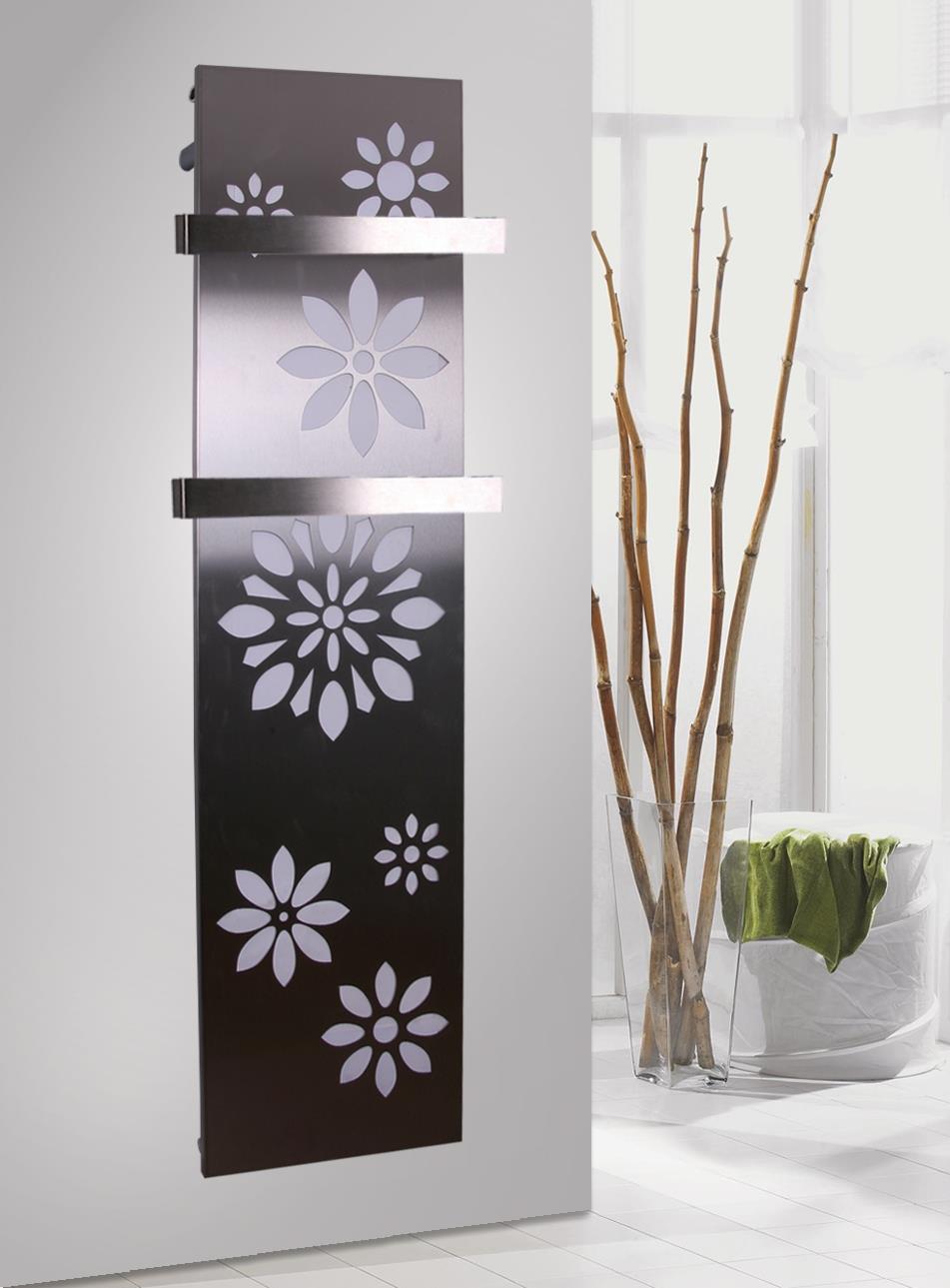 BADHEIZKÖRPER Design Flower 3 180x47cm 1118 Watt Edelstahl matt (+2 Halter 50mm) SZAGATO Designheizkörper Handtuchheizkörper mit Mittelanschluss