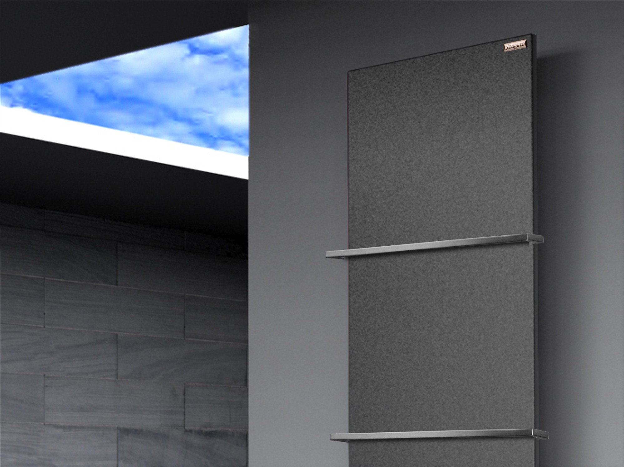 BADHEIZKÖRPER Design Mirror Steel 3 180x47cm 1118 Watt anthrazit - moonstone (+2 Halter 15mm) SZAGATO Designheizkörper Mittelanschluss Handtuchwärmer