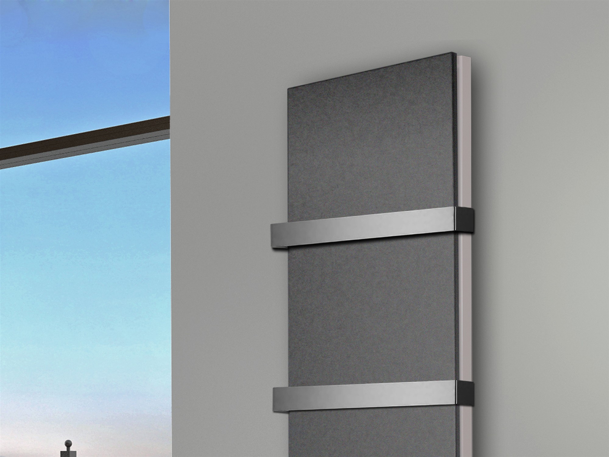 BADHEIZKÖRPER Design Mirror Steel 6 180x47cm 1964 Watt anthrazit - moonstone (+2 Halter 50mm) SZAGATO Designheizkörper Mittelanschluss Handtuchwärmer