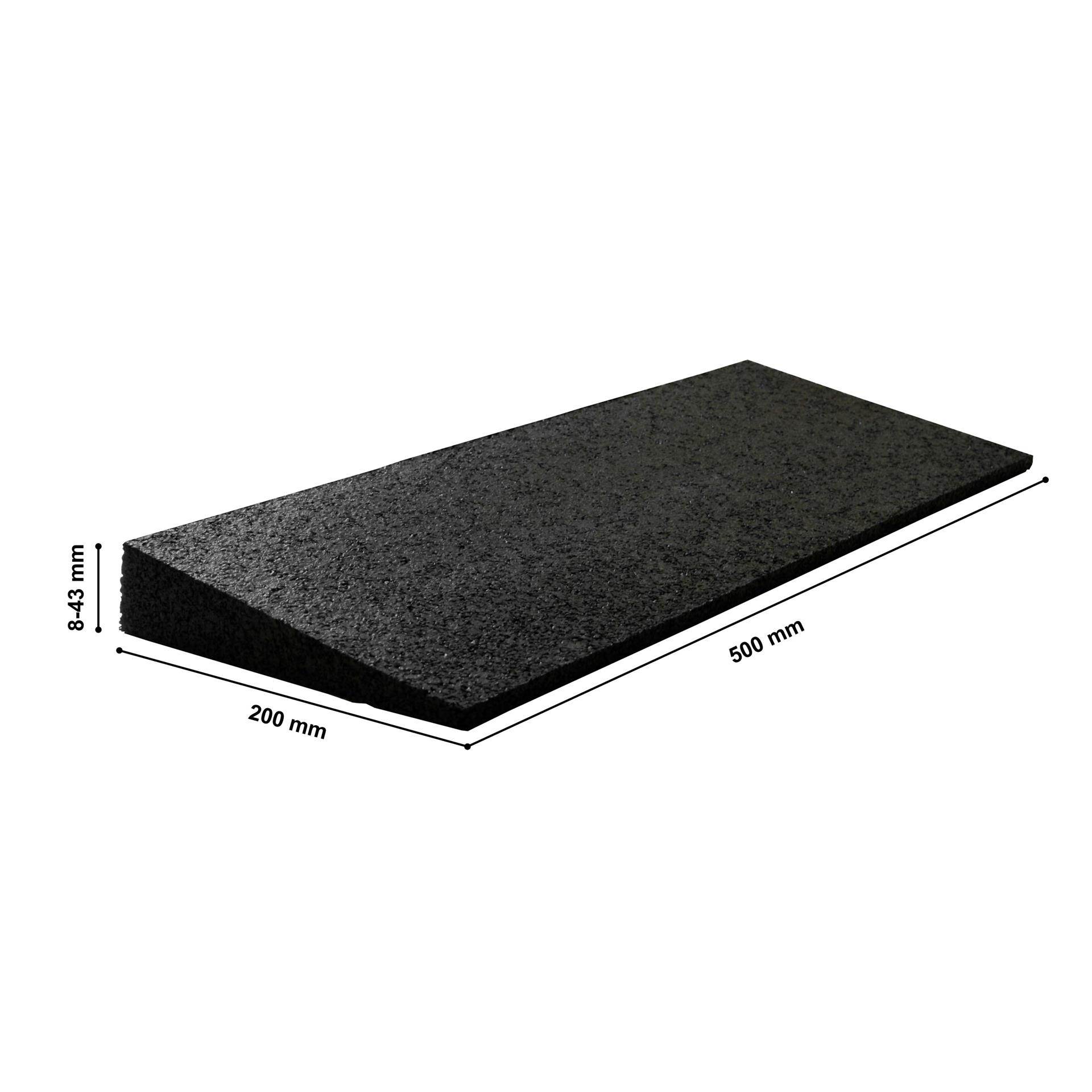 Bordsteinrampe Gummi 43mm 50x20x4,3cm Set= 2 Stück schwarz SZAGATO Schwellenrampe Auffahrhilfe Bordsteinkeile Auffahr Rampe Bordsteinkanten Gummikeil