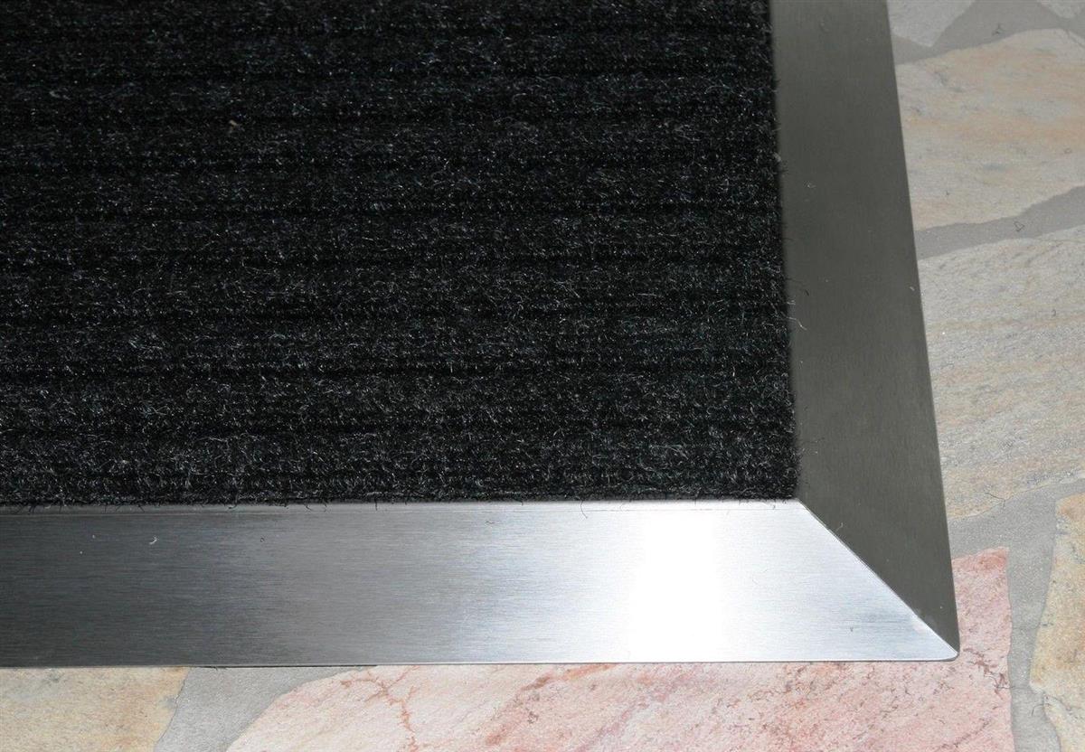 Edelstahlrahmen mit Fußmatte Ripps 130x90cm SZAGATO Made in Germany Schuhabstreifer Edelstahl außen Schmutzfangmatte Fußabtreter Schmutzmatte