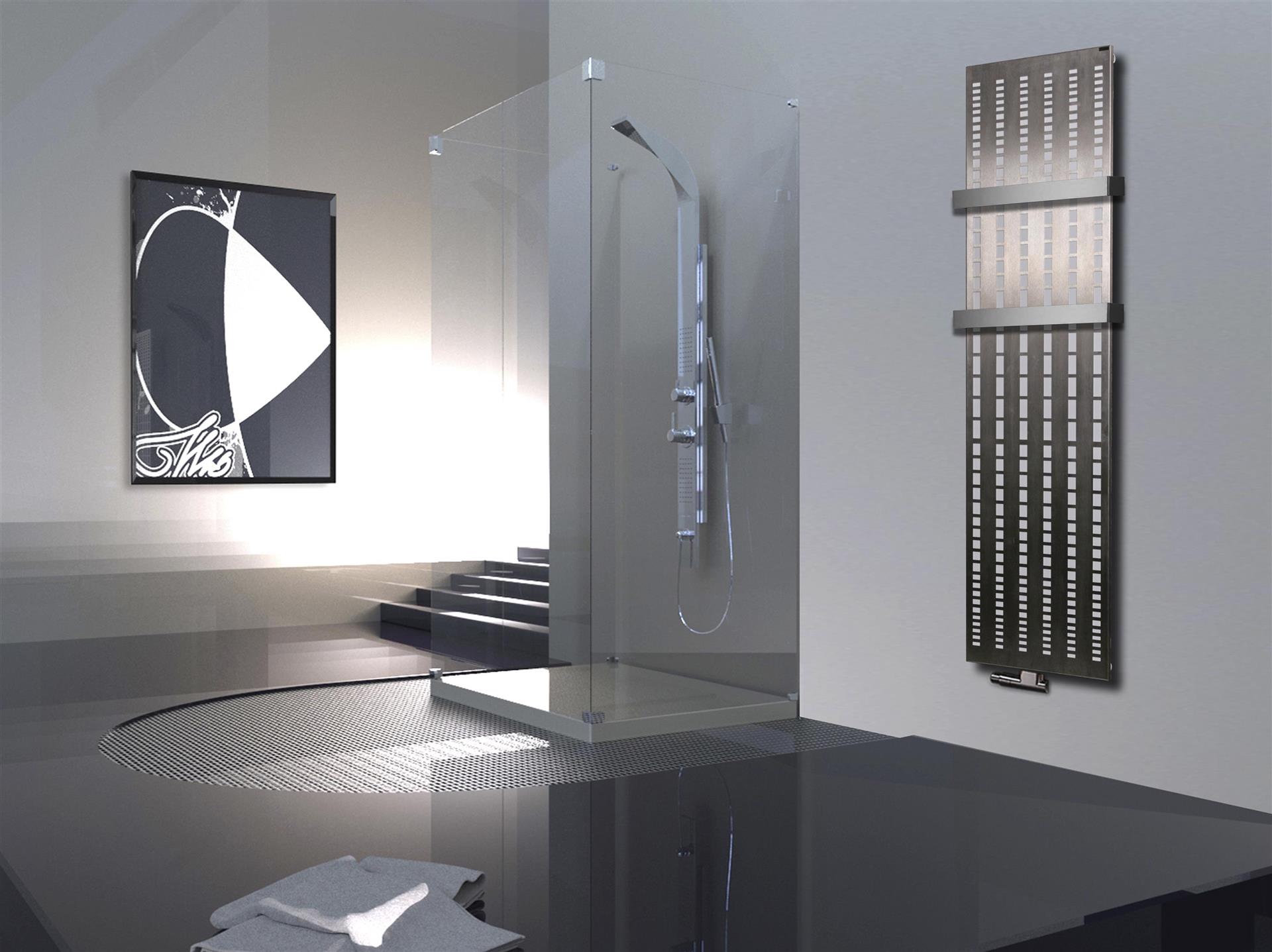 BADHEIZKÖRPER Design broken Mirror 3 180x47cm 1118 Watt Edelstahl matt (+2 Halter 50mm) SZAGATO Designheizkörper mit Mittelanschluss Handtuchwärmer