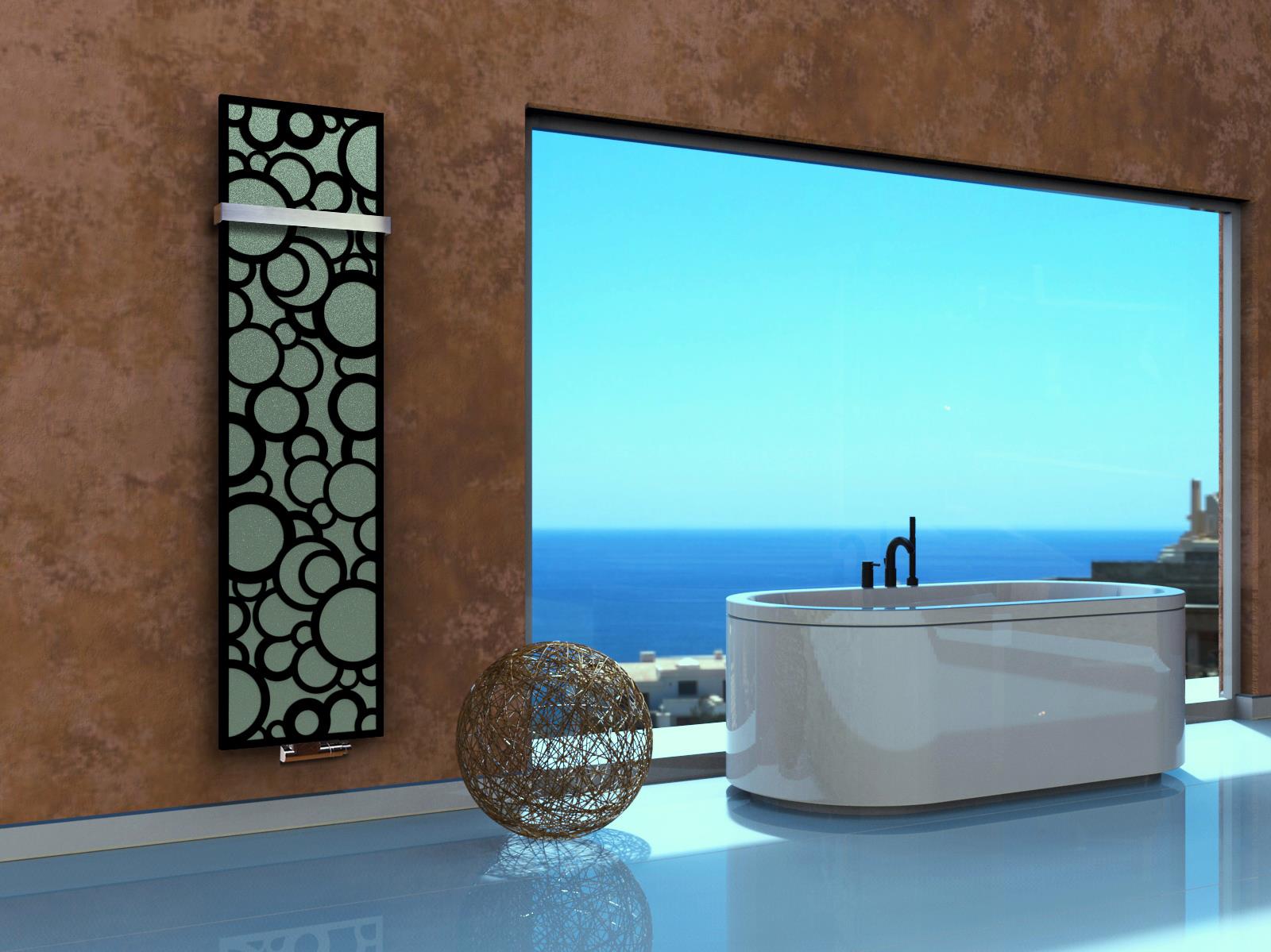 BADHEIZKÖRPER Design Kreta 3 180x47cm 1118 Watt schwarz (+1 Halter 50mm) SZAGATO Designheizkörper Handtuchheizkörper Mittelanschluss Handtuchwärmer