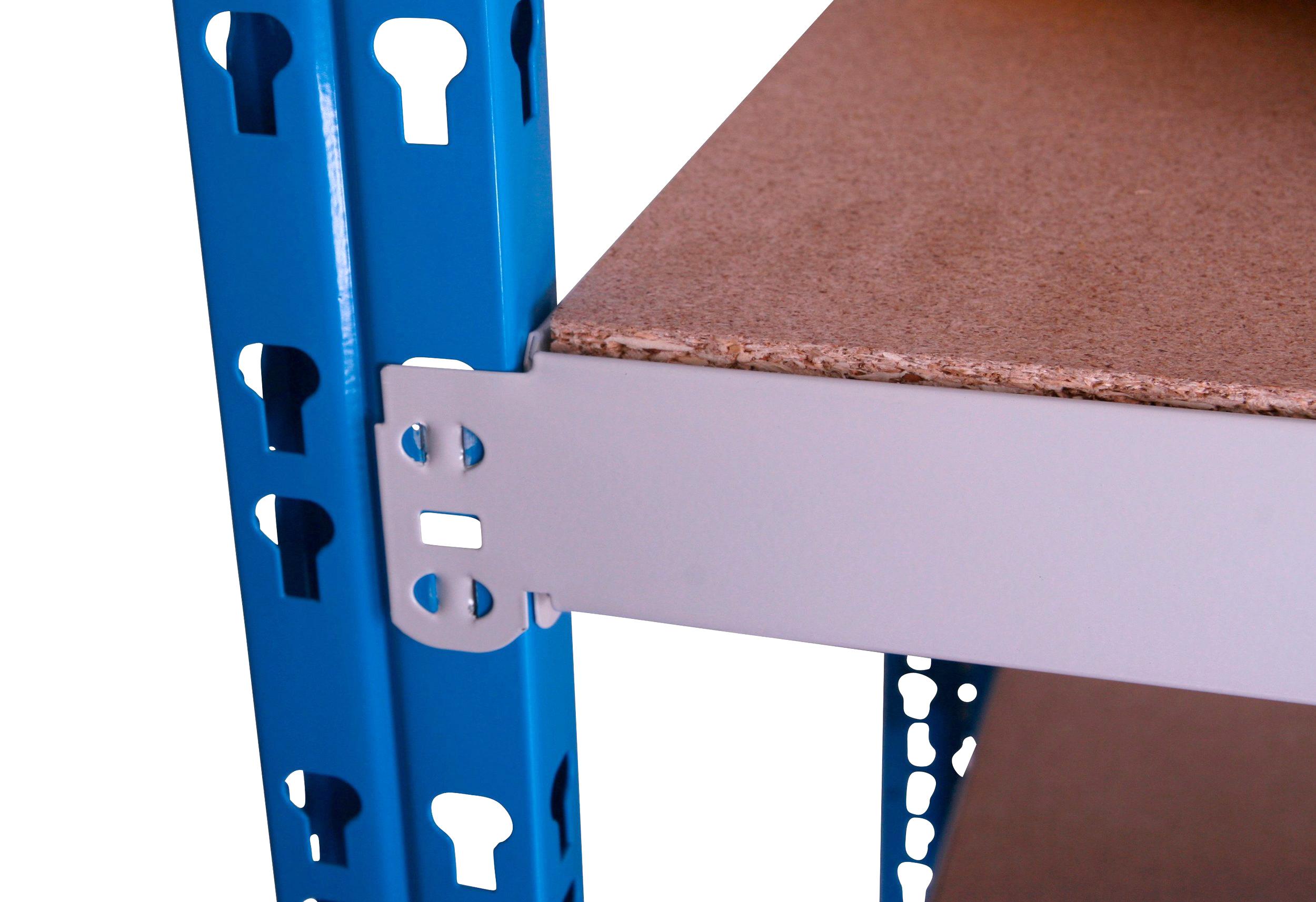 Schwerlast Regalsystem 300 kg ANBAU 200x100x60cm blau SZAGATO Regal 60 cm breit Steckregal Metallregal Fachbodenregal Lagerregal Schwerlastregal