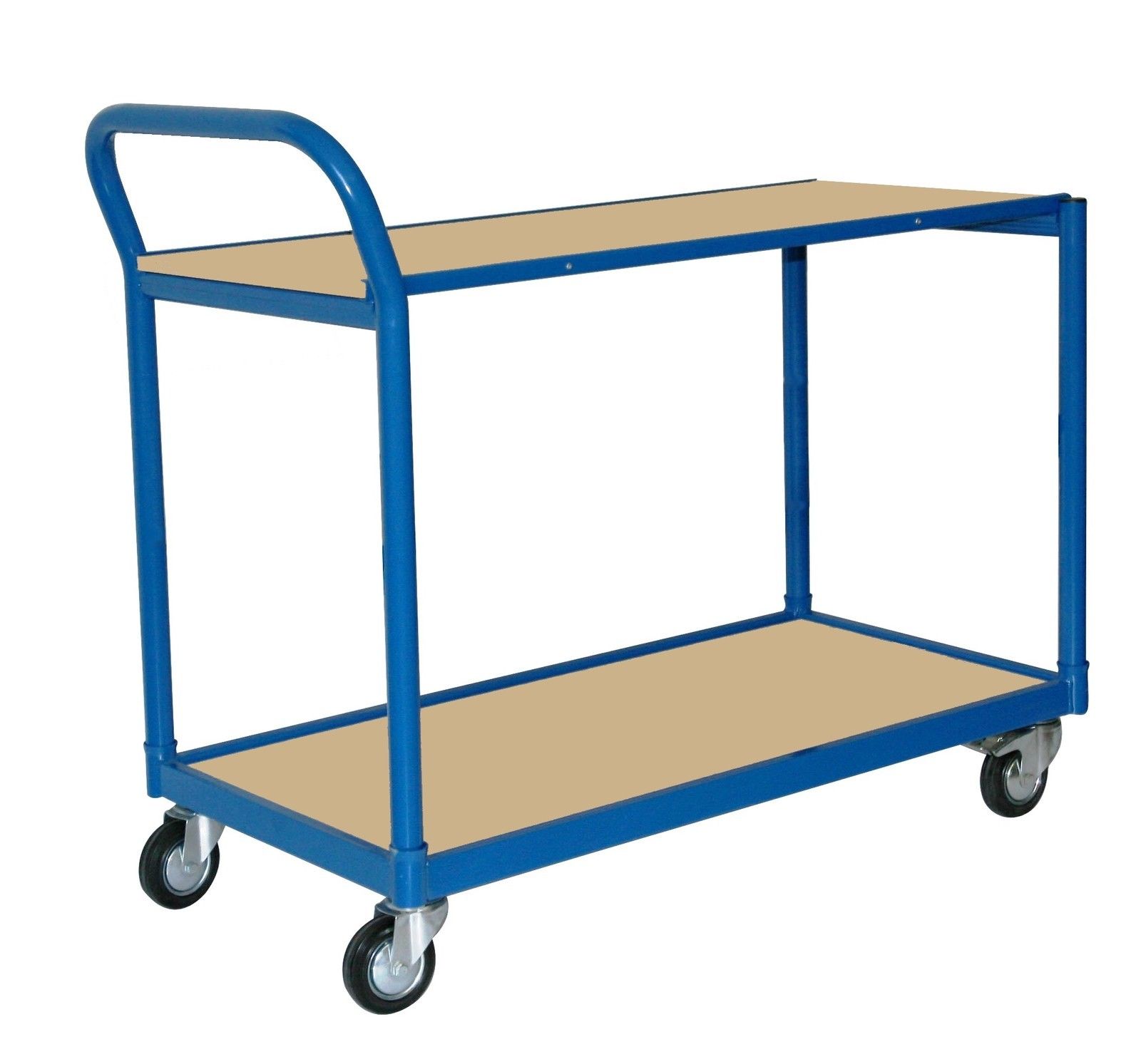 250 kg PROFI Schiebebügelwagen 100x50cm blau 2 Böden 100x50cm blau SZAGATO Plattformwagen Tischwagen Schiebebügelwagen Rollwagen Rollregal Professional