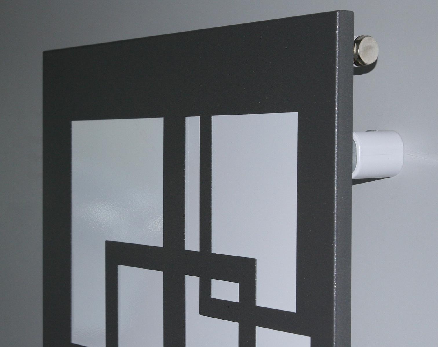 BADHEIZKÖRPER Design Quadrat 2 120x47cm 799 Watt anthrazit - moonstone (+1 Halter 50mm) SZAGATO Designheizkörper mit Mittelanschluss Handtuchwärmer