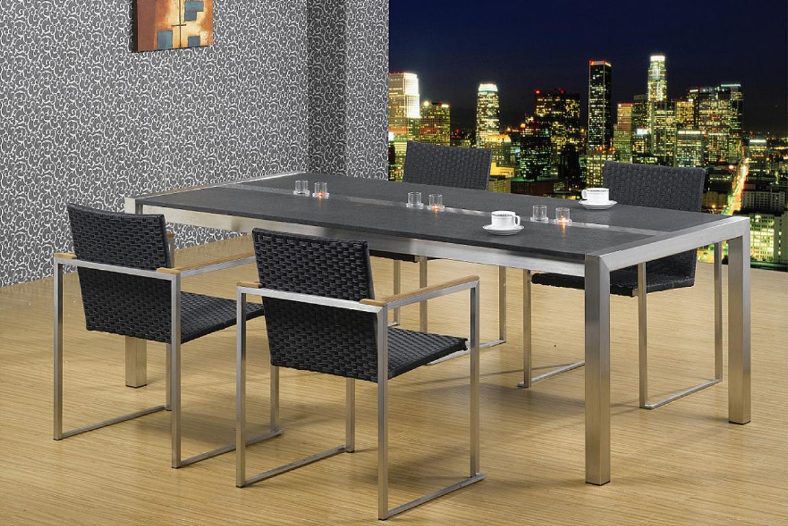 Esszimmertisch Edelstahl mit Granitplatte LxB 180x100cm SZAGATO Made in Germany Design Edelstahltisch Wohnzimmertisch Beistelltisch Esszimmertisch