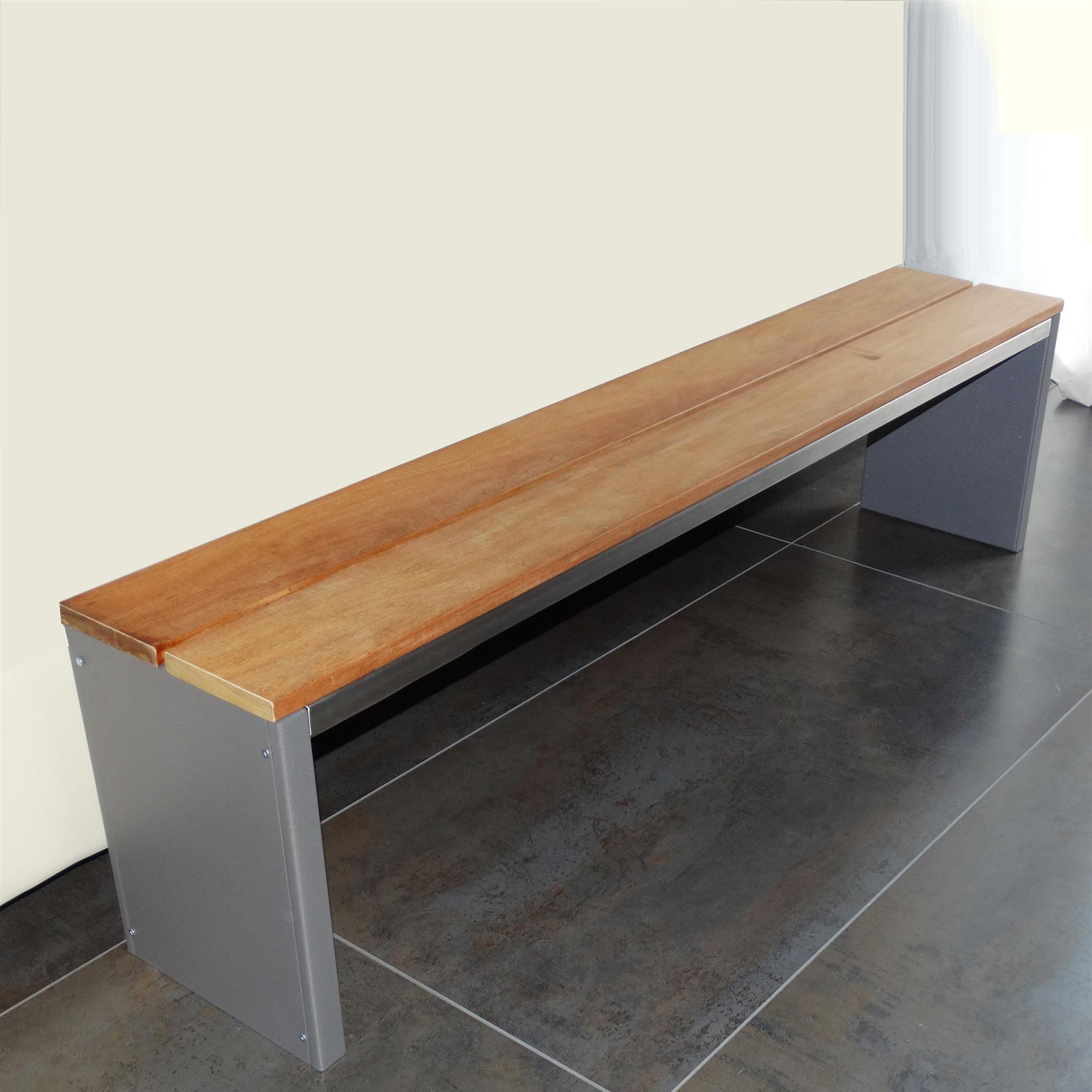 Parkbank, BxTxH: 200x30x40 cm, (D-Form) moonstone-grauSZAGATO Made in Germany Sitzbank Metall Umkleidebank Parkbank wetterfest Parkbänke