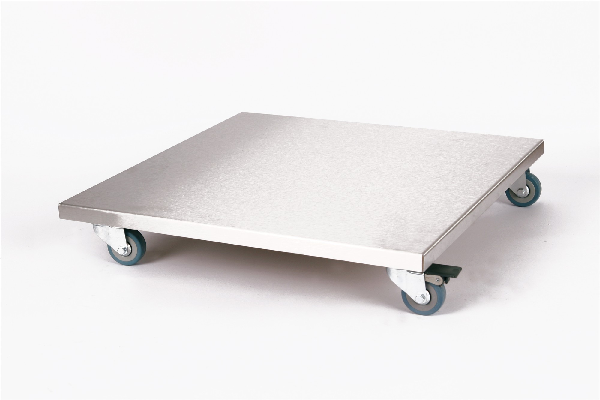 Rollbrett Pflanzenroller 50x50cm Edelstahl 150kg PU-Rolle + Bremse SZAGATO Made in Germany Blumenuntersetzer Möbelroller Blumenroller Transportroller