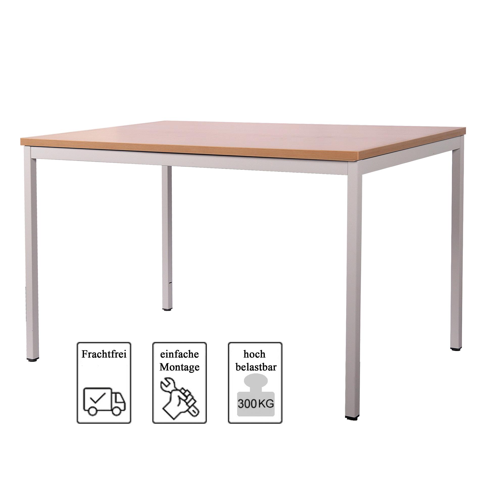 Schreibtisch Stahl LxB 140x80cm Buche SZAGATO Made in Germany Schreibtisch höhenverstellbar Arbeitstisch Bürotisch Druckertisch Computertisch