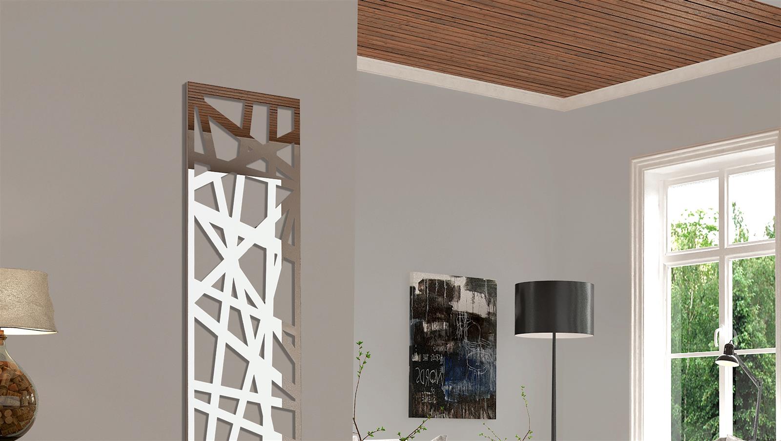 Garderobe Wandgarderobe Design Stripes 140x40cm Edelstahl poliert SZAGATO Garderobe Metall Wand Garderobenpaneel Garderobenleiste Flurgarderobe
