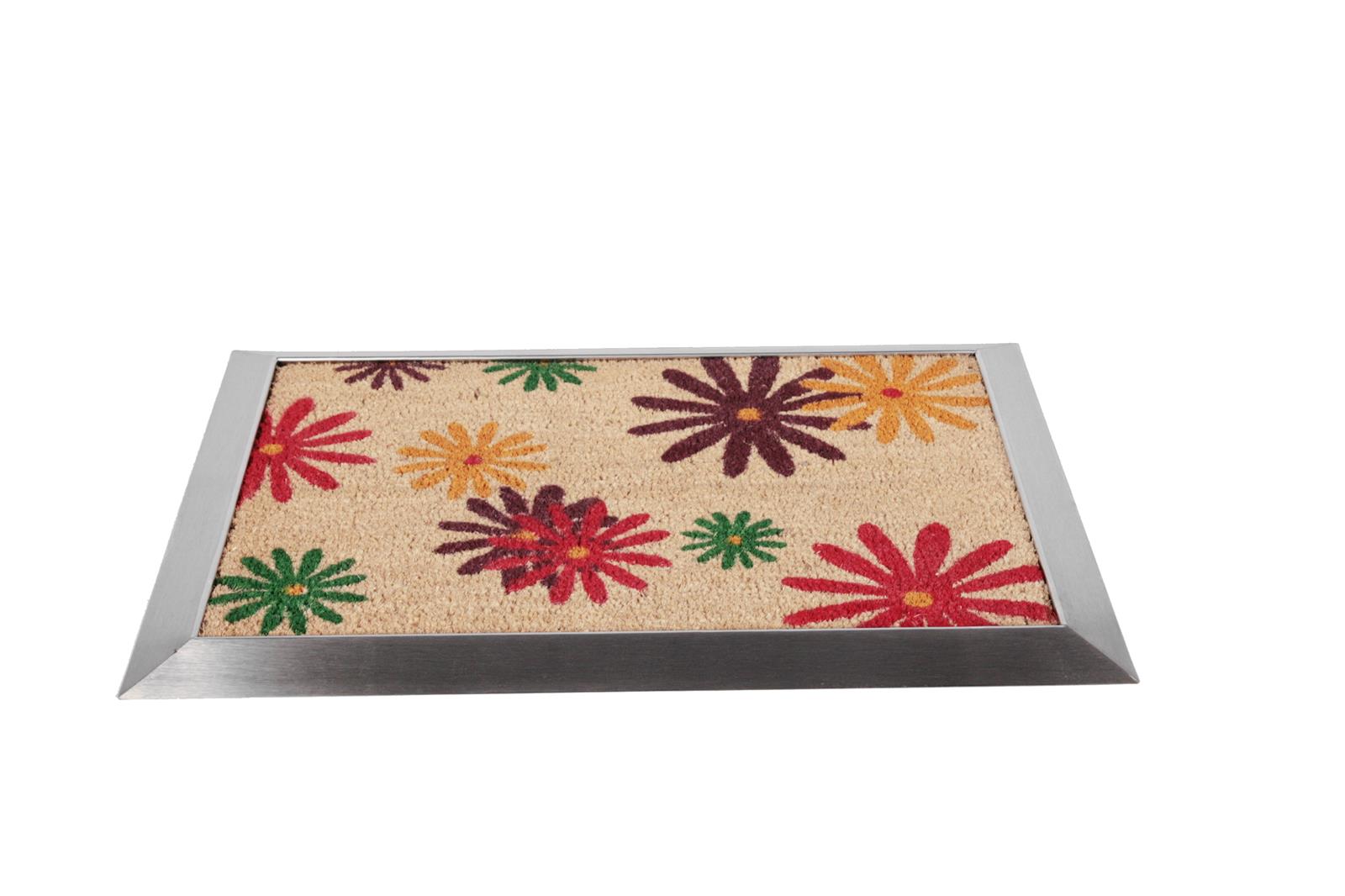 Fußmatte mit Edelstahl-Rahmen 70x50cm Design 25 Sonnenblumen SZAGATO Fussmatte außen Fussmatte outdoor Fussmatte innen Schuhabstreifer Fussabtreter