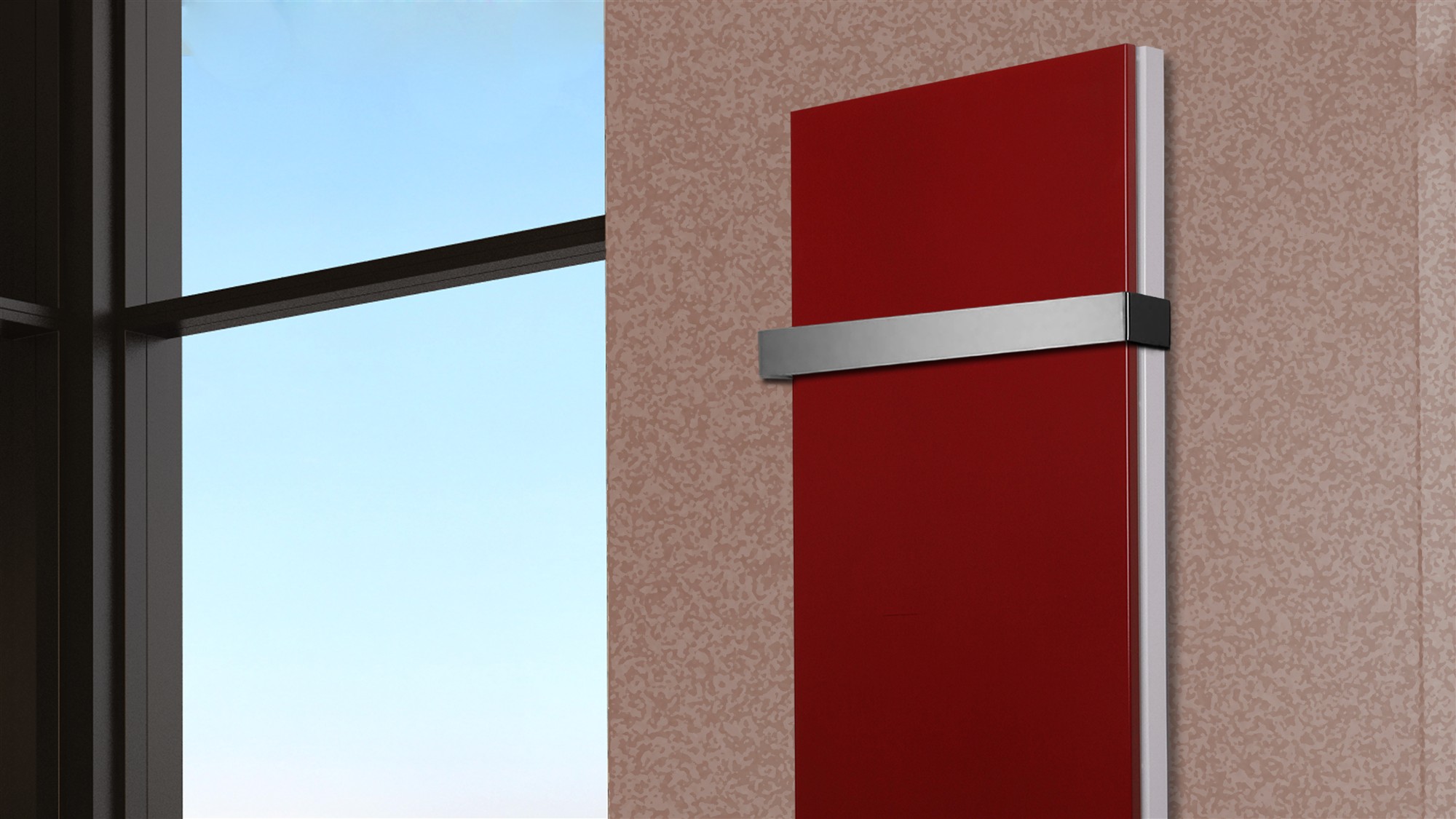 BADHEIZKÖRPER Design Mirror Steel 5 120x47cm 1458 Watt rot +1 Halter 50mm SZAGATO Designheizkörper Handtuchheizkörper Mittelanschluss Handtuchwärmer