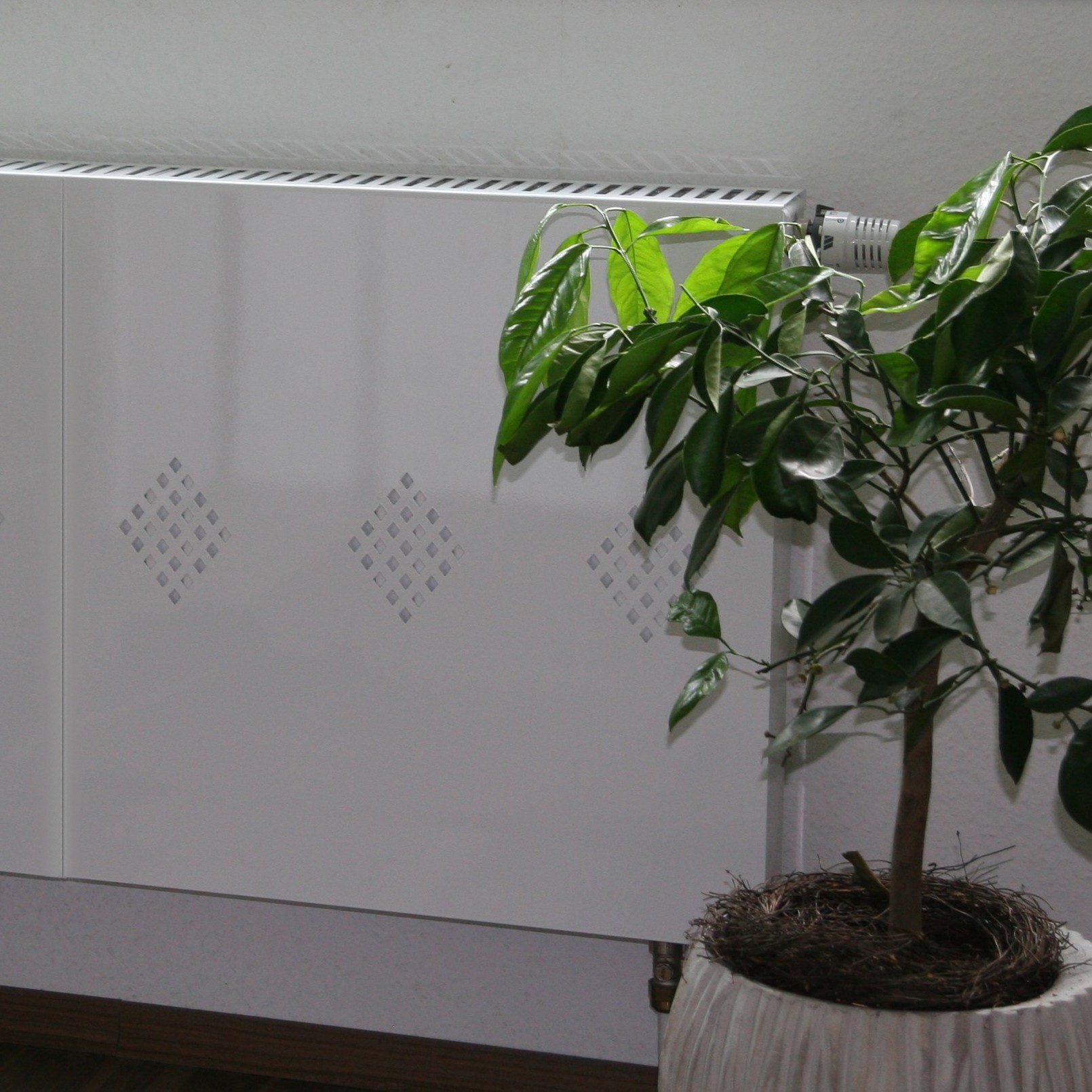 Heizkörperverkleidung 60 x 60cm Design Raute weiß (SET= 2 Stück) SZAGATO Heizungsverkleidung Verkleidung Heizkörper Abdeckung für Heizkörper
