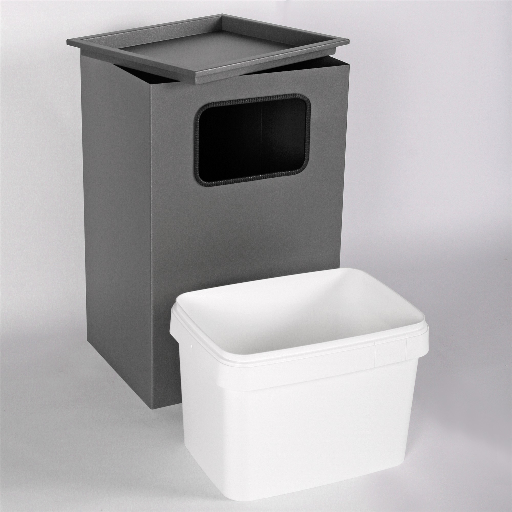 Aschenbecher mit Mülleimer Classic 62x40x33cm 28 ltr. grau inkl. Inneneimer SZAGATO Standascher Aschenbecher Abfalleimer Mülleimer mit Aschenbecher