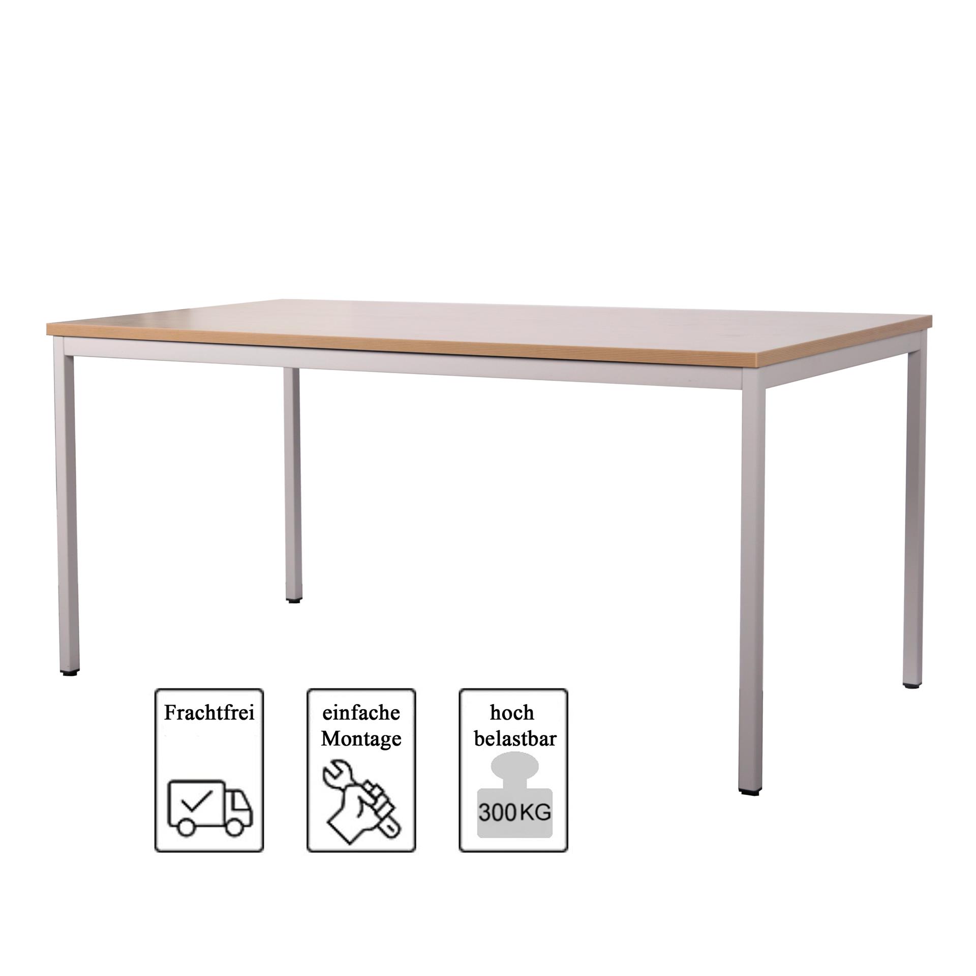 Schreibtisch Stahl LxB 160x80cm Ahorn SZAGATO Made in Germany Schreibtisch höhenverstellbar Arbeitstisch Bürotisch Druckertisch Computertisch