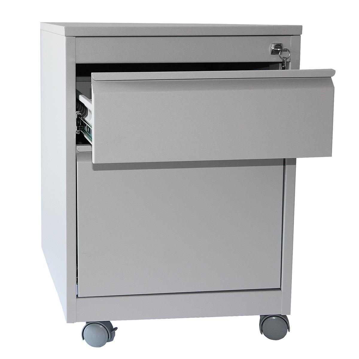 Rollcontainer Stahl Profi 2 Schubladen HxBxT 60x46x60cm lichtgrau SZAGATO Bürocontainer Schreibtisch Unterschrank Rollcontainers Rollcontainer Büro