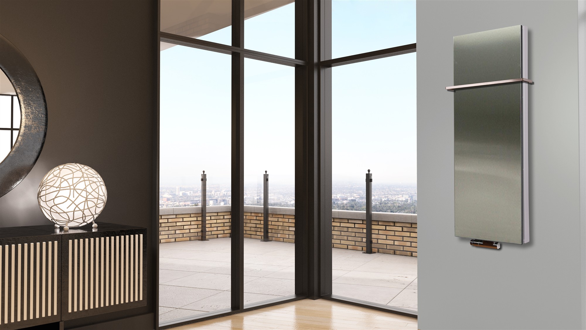 BADHEIZKÖRPER Design Mirror 5 120x47cm 1458 Watt Edelstahl matt (+1 Halter 15mm) SZAGATO Designheizkörper Handtuchheizkörper mit Mittelanschluss