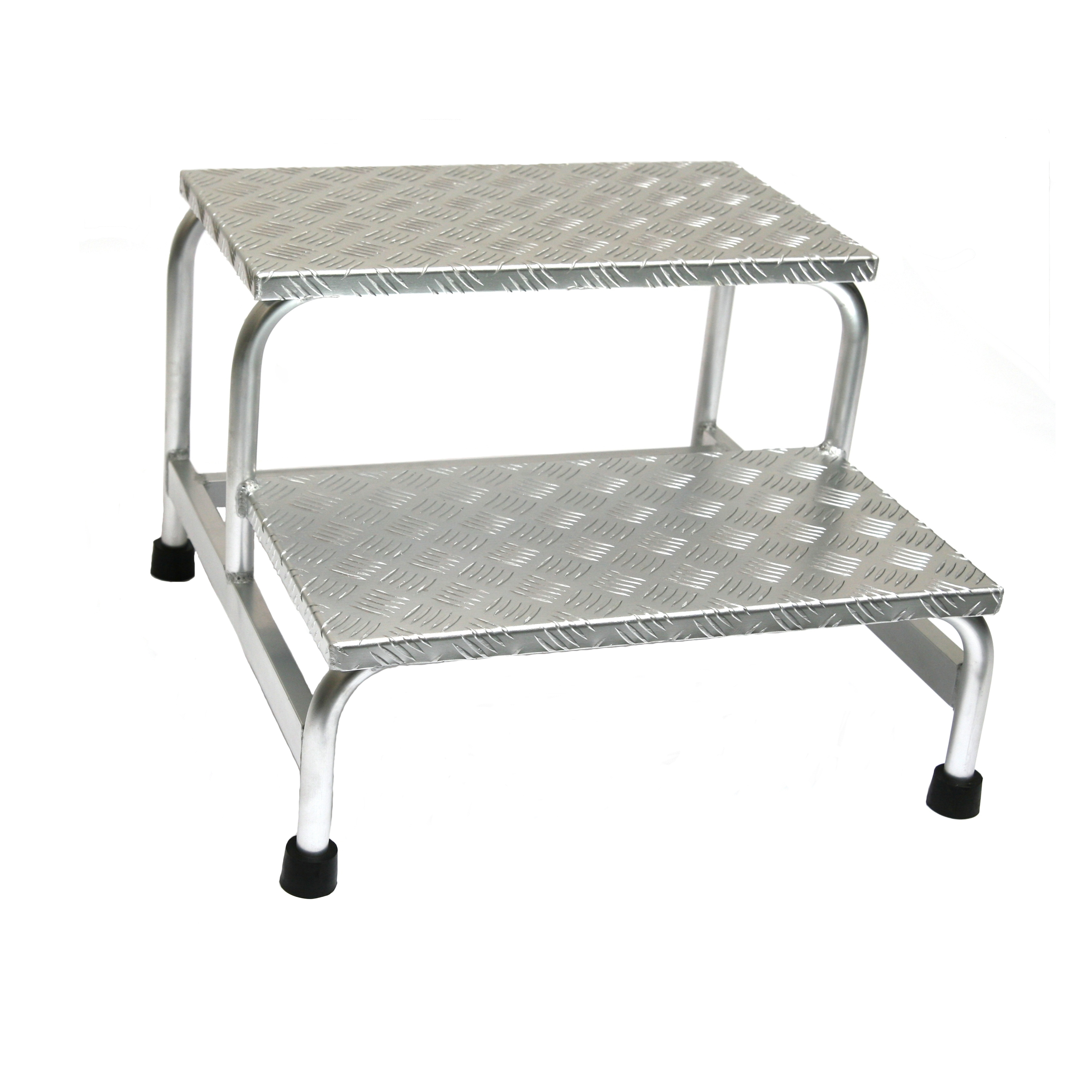 Podesttreppe ALU 2-stufig HxBxT 39x61x59cm SZAGATO mobiler Montagetritt ALU Montagetritte mit Plattform Stufentritt tragbare Treppe Treppenleiter