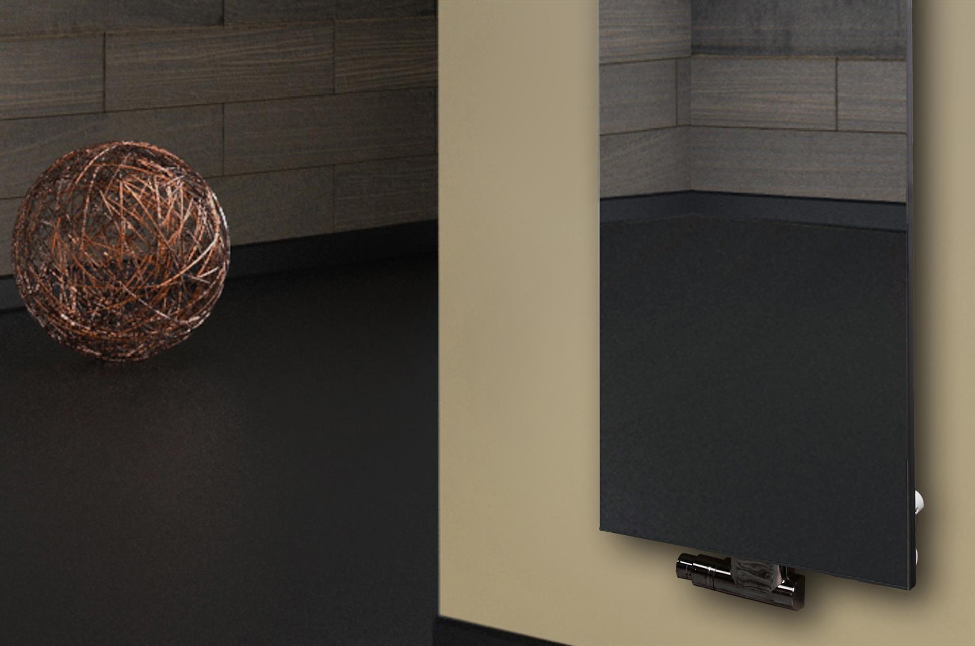 Badheizkörper mit Spiegel Design Montevideo 2 (Spiegelfront) 120x47cm 799 Watt Spiegel (+1 Halter 15mm) SZAGATO Designheizkörper mit Mittelanschluss