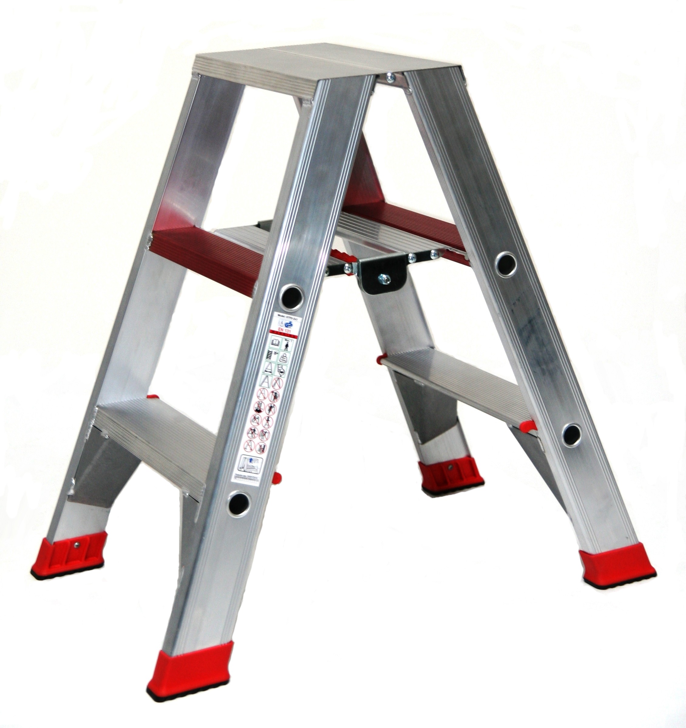 Stehleiter 2x3 Stufen Profi Länge 86cm 86x50x23cm ALU SZAGATO Stufenleiter Standleiter Haushaltsleiter Bockleiter Doppelstufenleiter Malerleiter