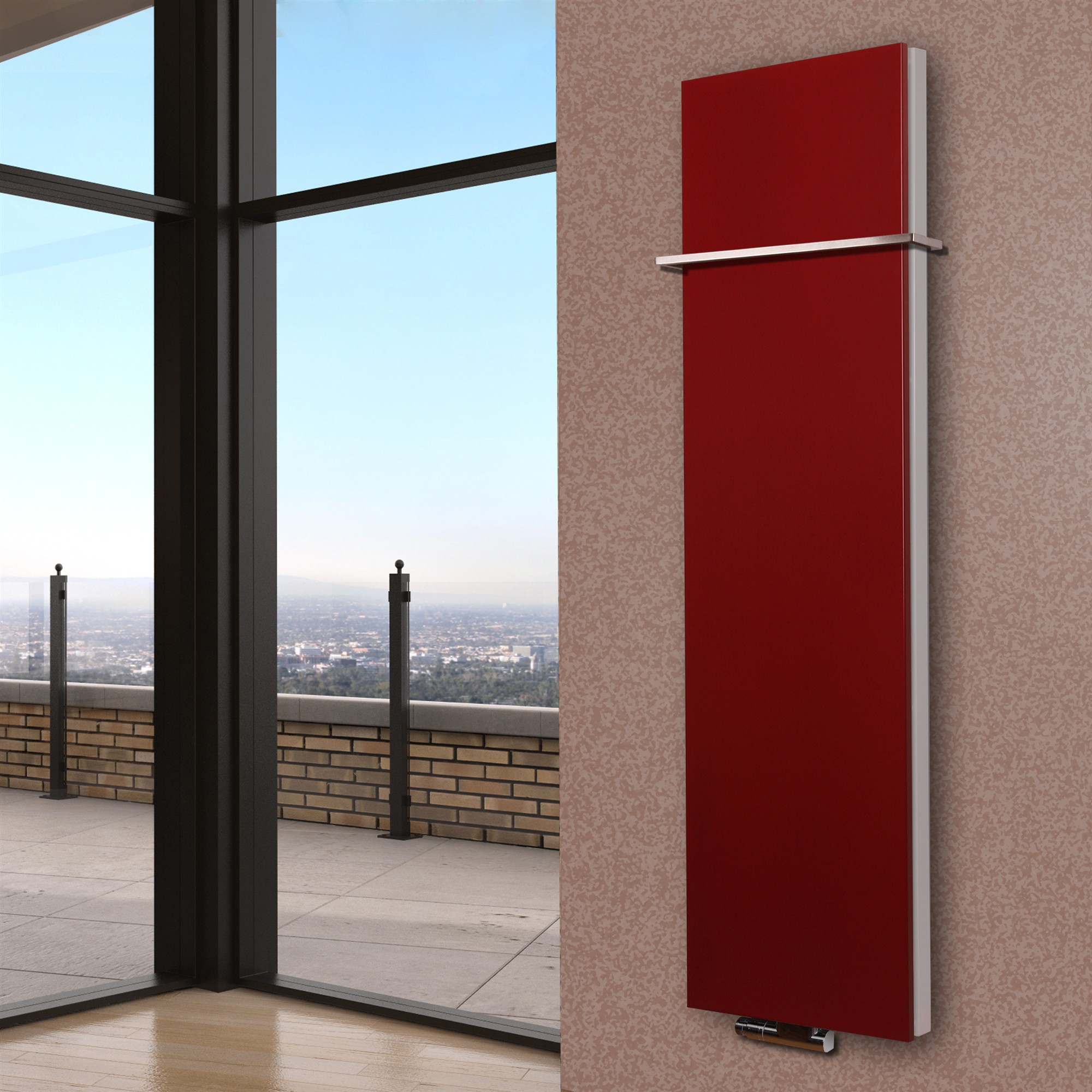 BADHEIZKÖRPER Design Mirror Steel 6 180x47cm 1964Watt rot (+1 Halter 15mm) SZAGATO Designheizkörper Handtuchheizkörper Mittelanschluss Handtuchwärmer