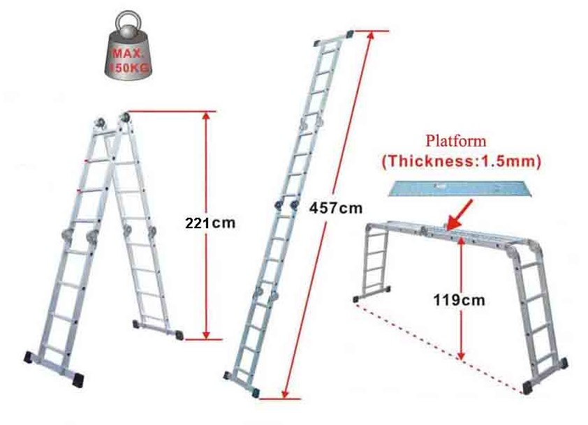  Mehrzweckleiter ALU SZAGATO Arbeitsleiter ALU Multifunktions-Leiter Gelenkleiter  3in1 Mehrzweckleiter #1