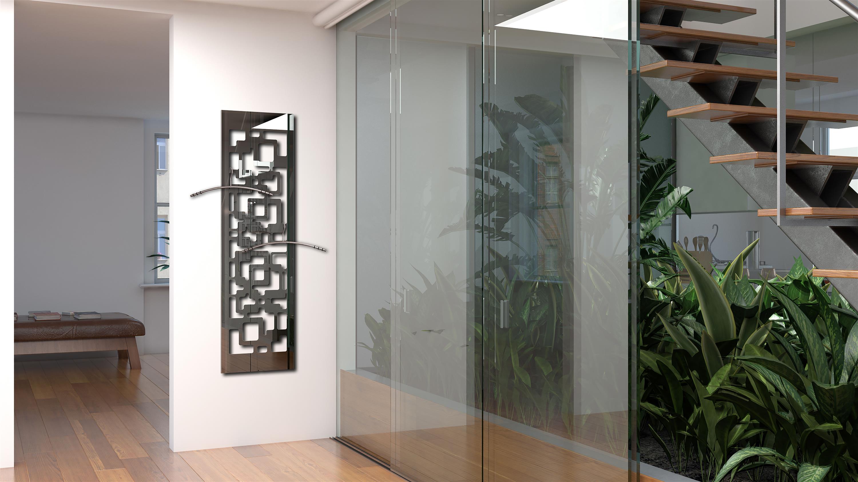 Garderobe Wandgarderobe Design Downtown 140x40cm Edelstahl SZAGATO Garderobe Metall Wand Garderobenpaneel Garderobenleiste Flurgarderobe Flur
