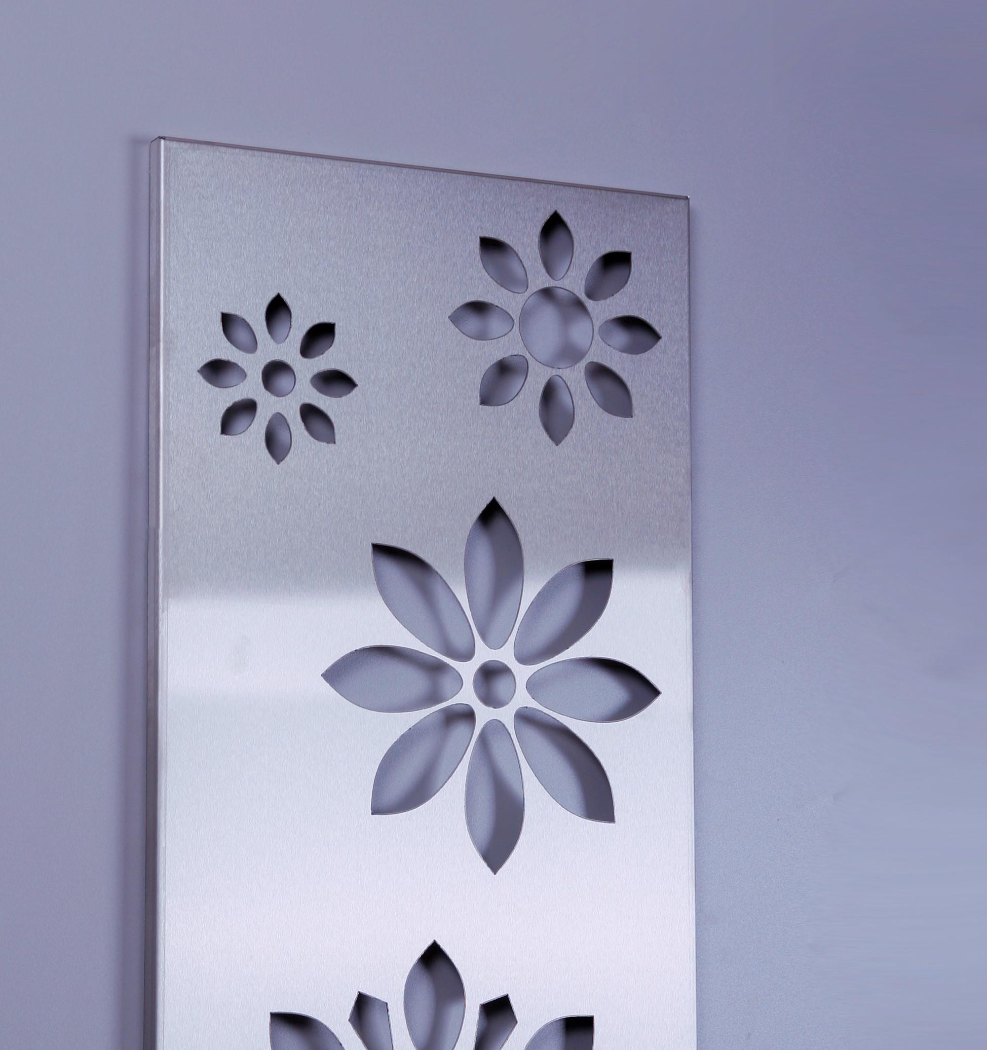 Garderobe Wandgarderobe Design Flower 140x40cm Edelstahl matt SZAGATO Garderobe Metall Wand Garderobenpaneel Garderobenleiste Flurgarderobe Flur