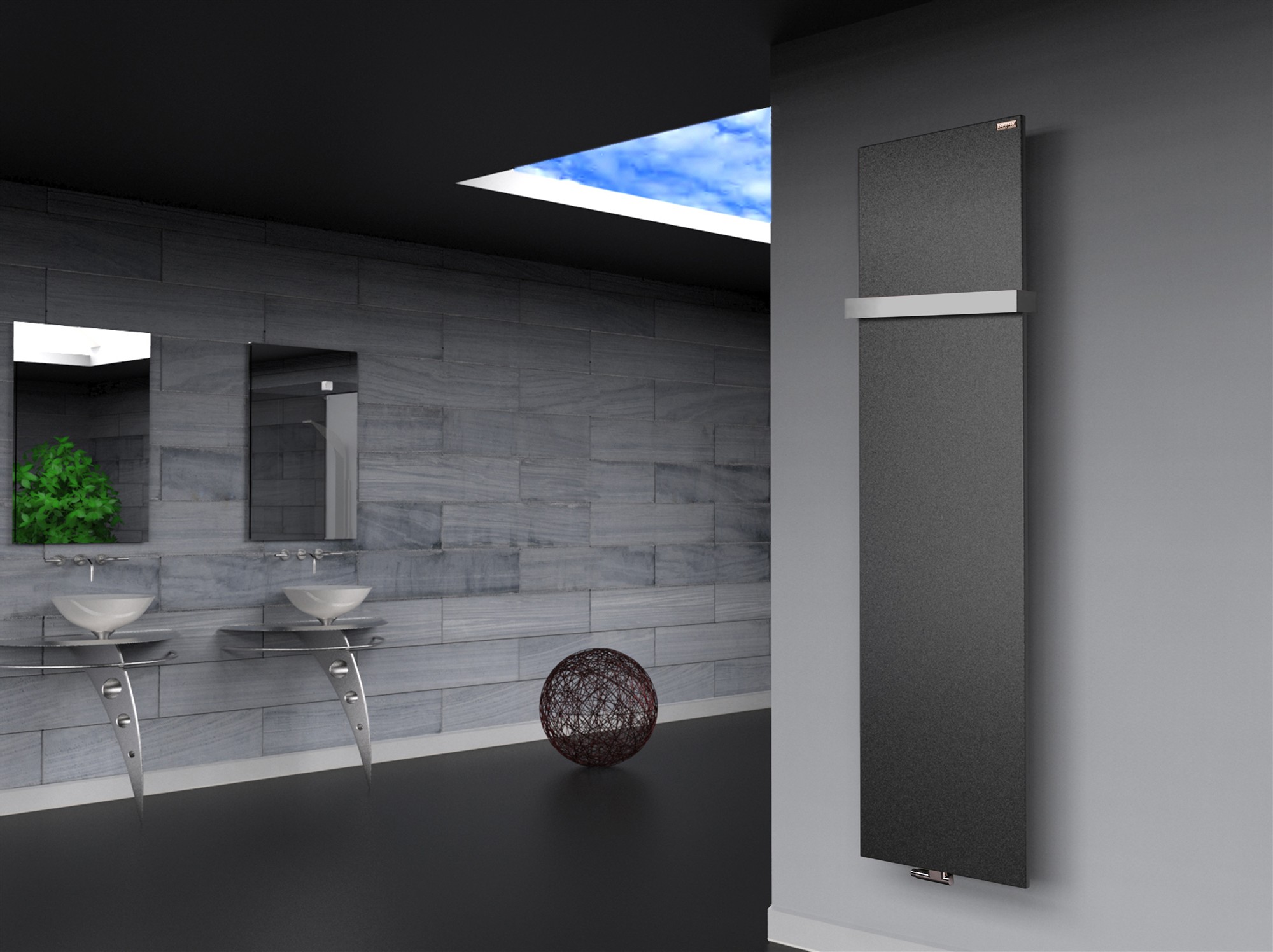 BADHEIZKÖRPER Design Mirror Steel 3 180x47cm 1118 Watt anthrazit - moonstone (+1 Halter 50mm) SZAGATO Designheizkörper Mittelanschluss Handtuchwärmer