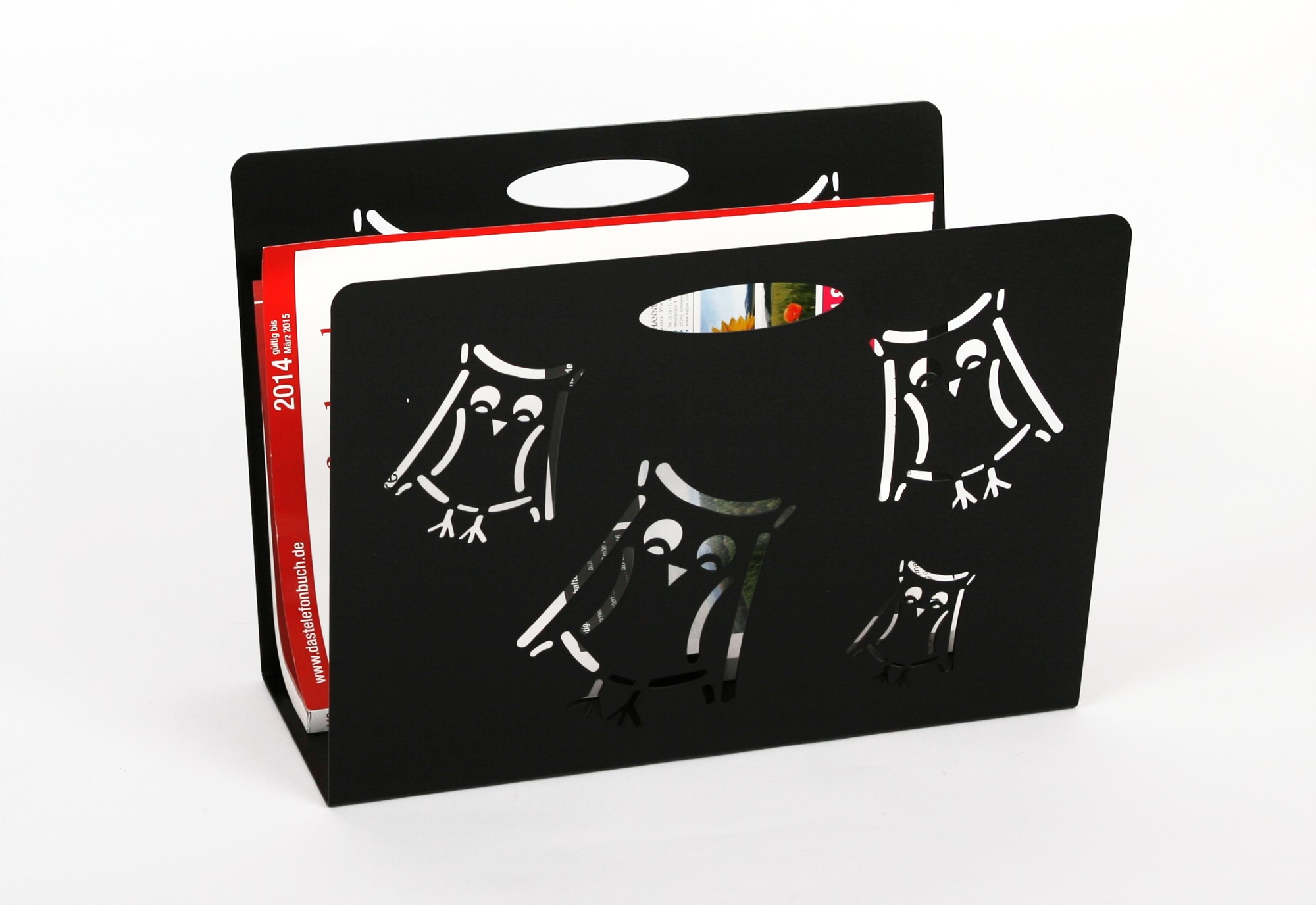 Zeitungsständer Eule 23x32x12cm schwarz SZAGATO Made in Germany  Zeitschriftenständer Metall Zeitschriftenhalter Zeitungshalter modern
