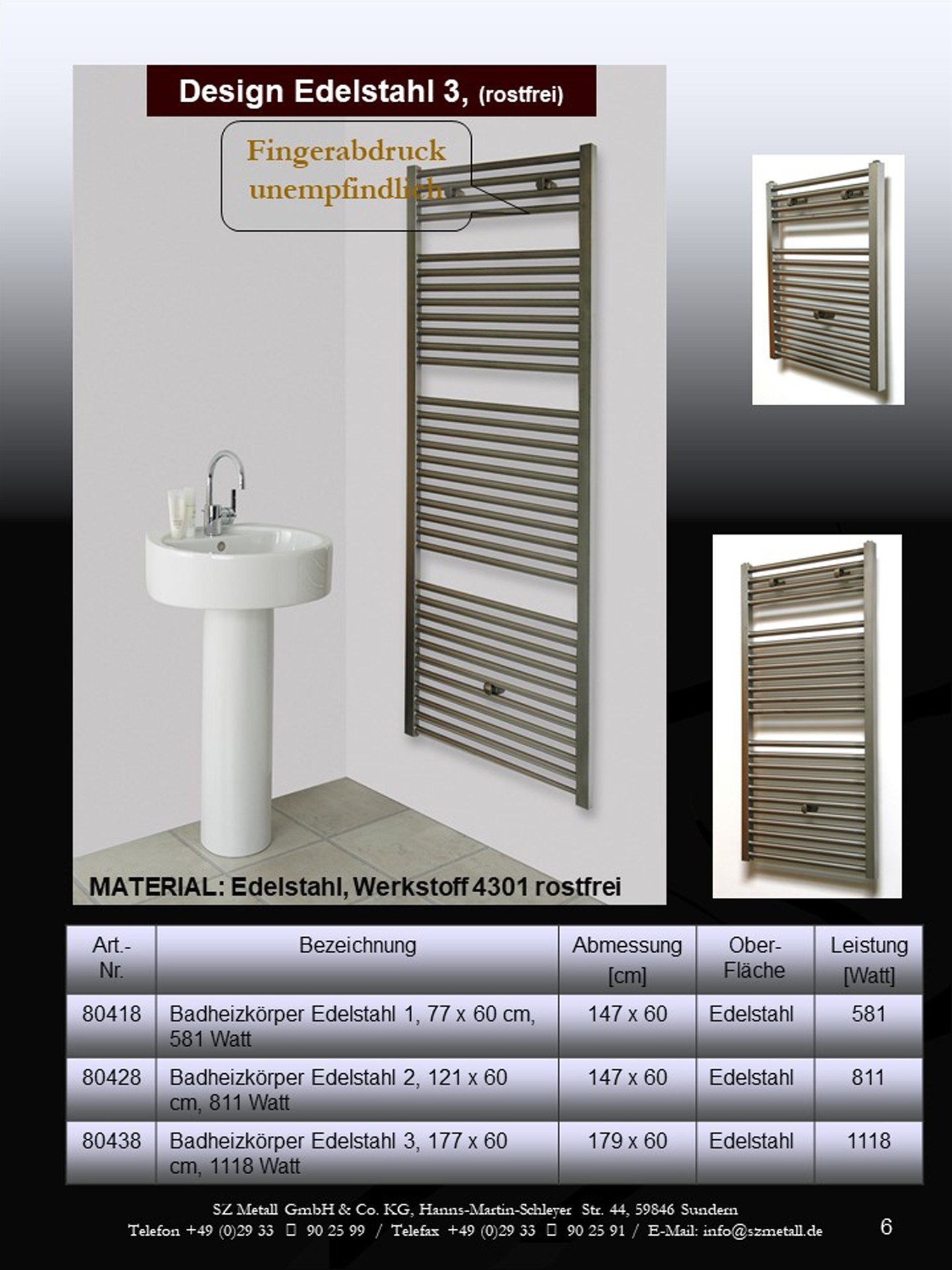 BADHEIZKÖRPER Design Hamburg 3 177 x 60 cm, 1118 Watt SZAGATO Design Heizkörper Handtuchheizkörper Seitenanschluss Handtuchwärmer mit Seitenanschluss #1
