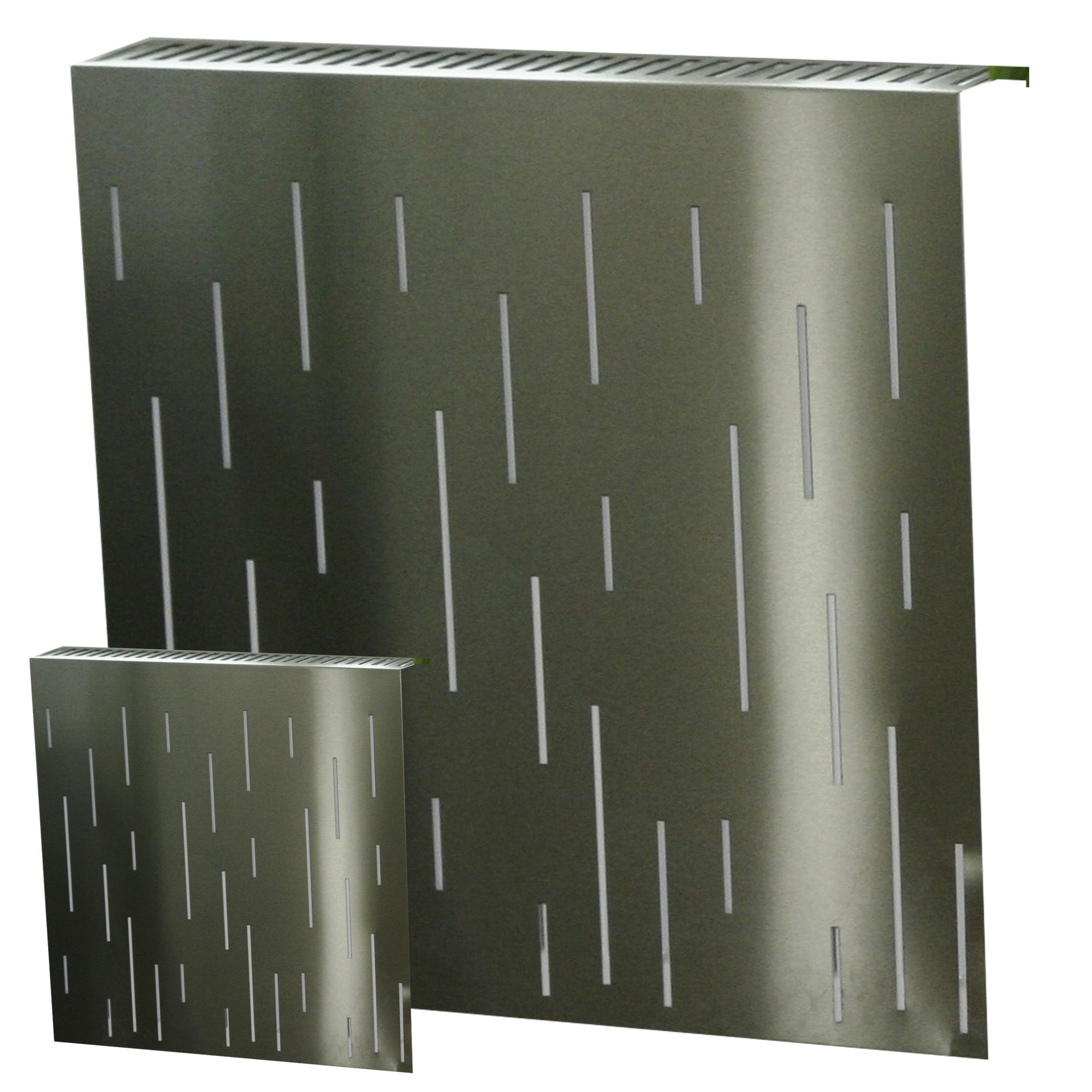 Heizkörperverkleidung Edelstahl matt 60 x 60cm Design Leaves SET = 2 Stück SZAGATO Heizungsverkleidung Verkleidung Heizkörper Abdeckung für Heizkörper