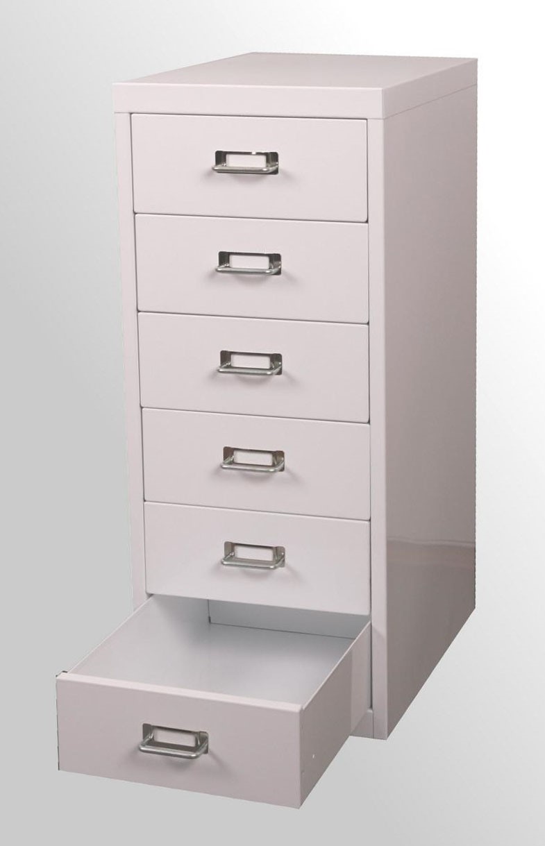 Schubladenschrank Metall 6 Schubladen HxBxT 66x28x40cm weiß SZAGATO Schubladen-Container Büroschrank Werkzeugschrank Aufbewahrungsschrank