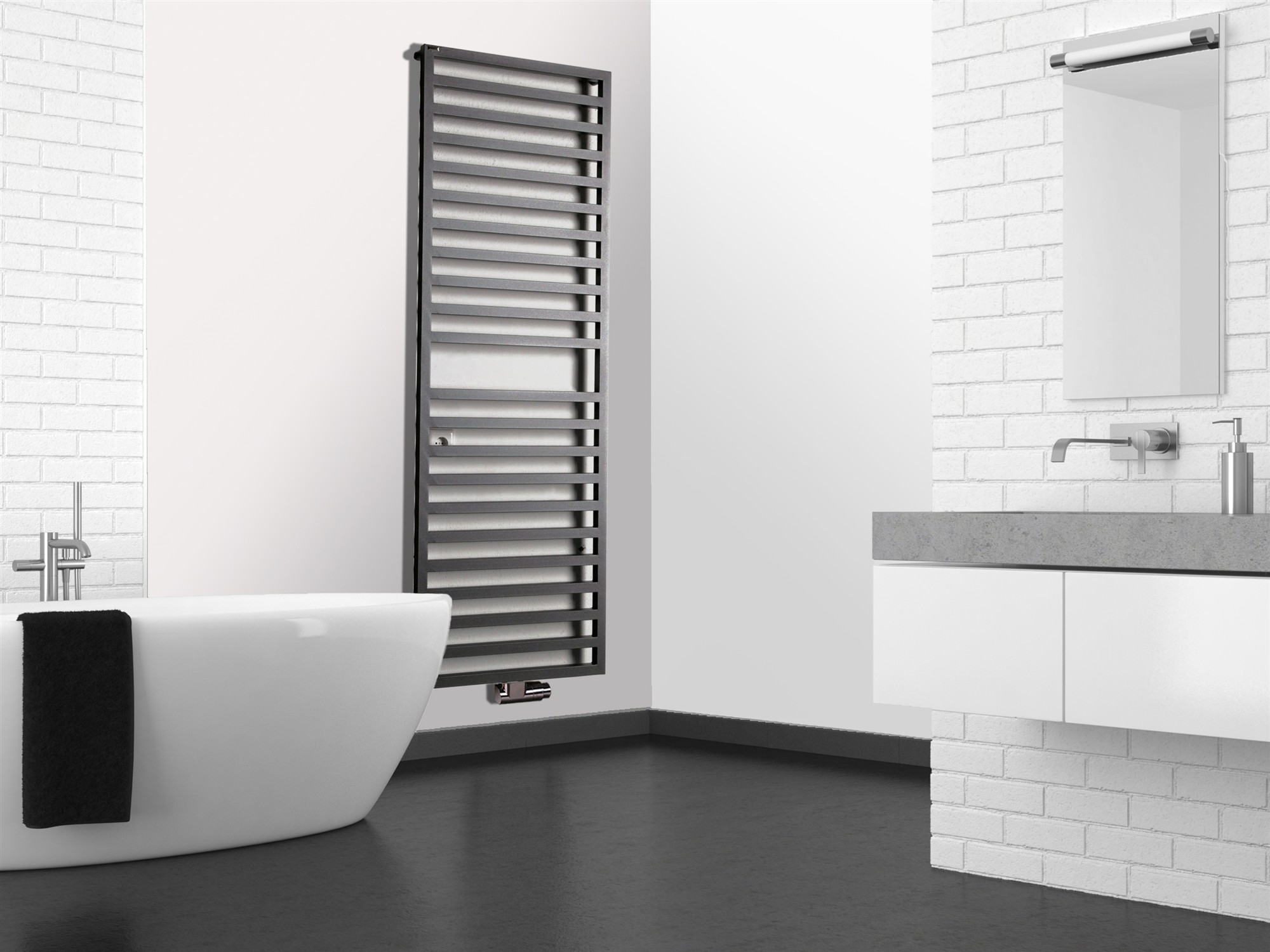 BADHEIZKÖRPER Design Square 3 179x60cm 1002 Watt anthrazit moonstone SZAGATO Designheizkörper Handtuchheizkörper mit Mittelanschluss Handtuchwärmer