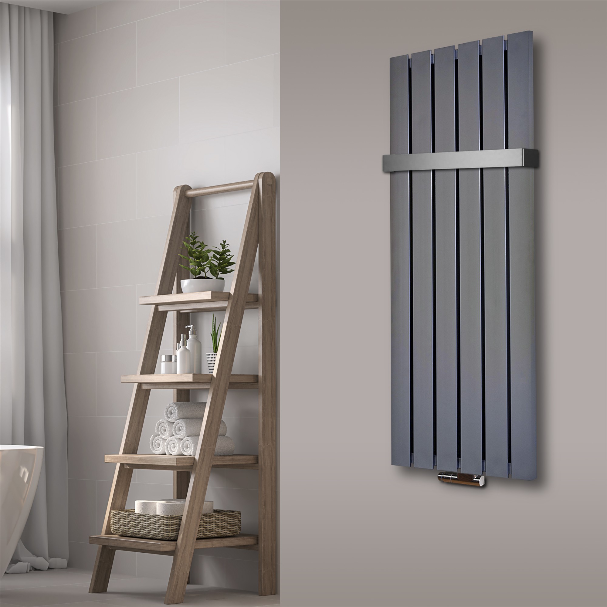 BADHEIZKÖRPER Design Peking 2 120x47cm 799 Watt Edelstahloptik + (+1 Halter 50mm) SZAGATO Handtuchheizkörper mit Mittelanschluss Handtuchwärmer